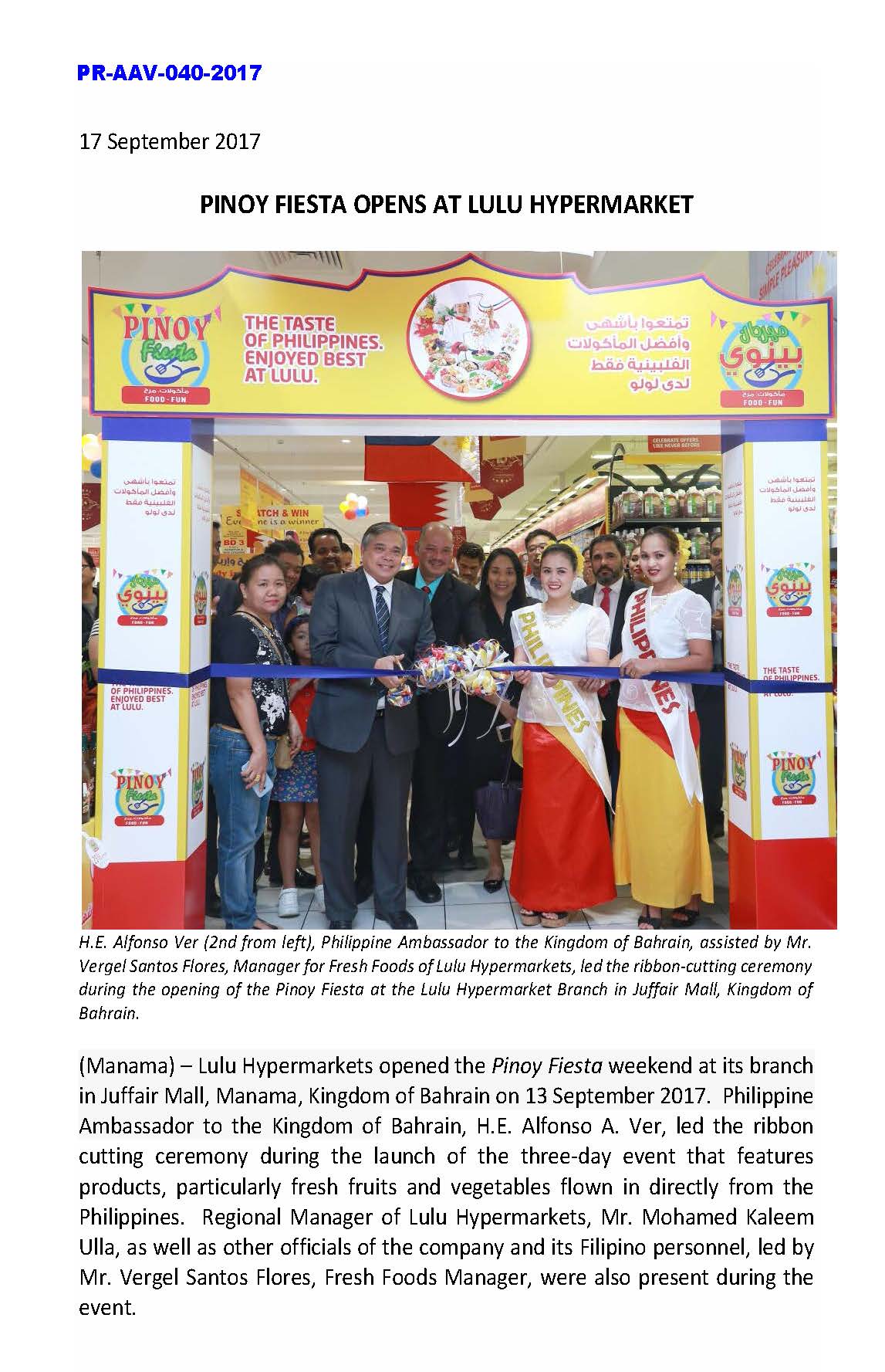 1PR AAV 040 2017 Opening of Lulu hypermarts for Pinoy Fiesta Fiesta Page 1