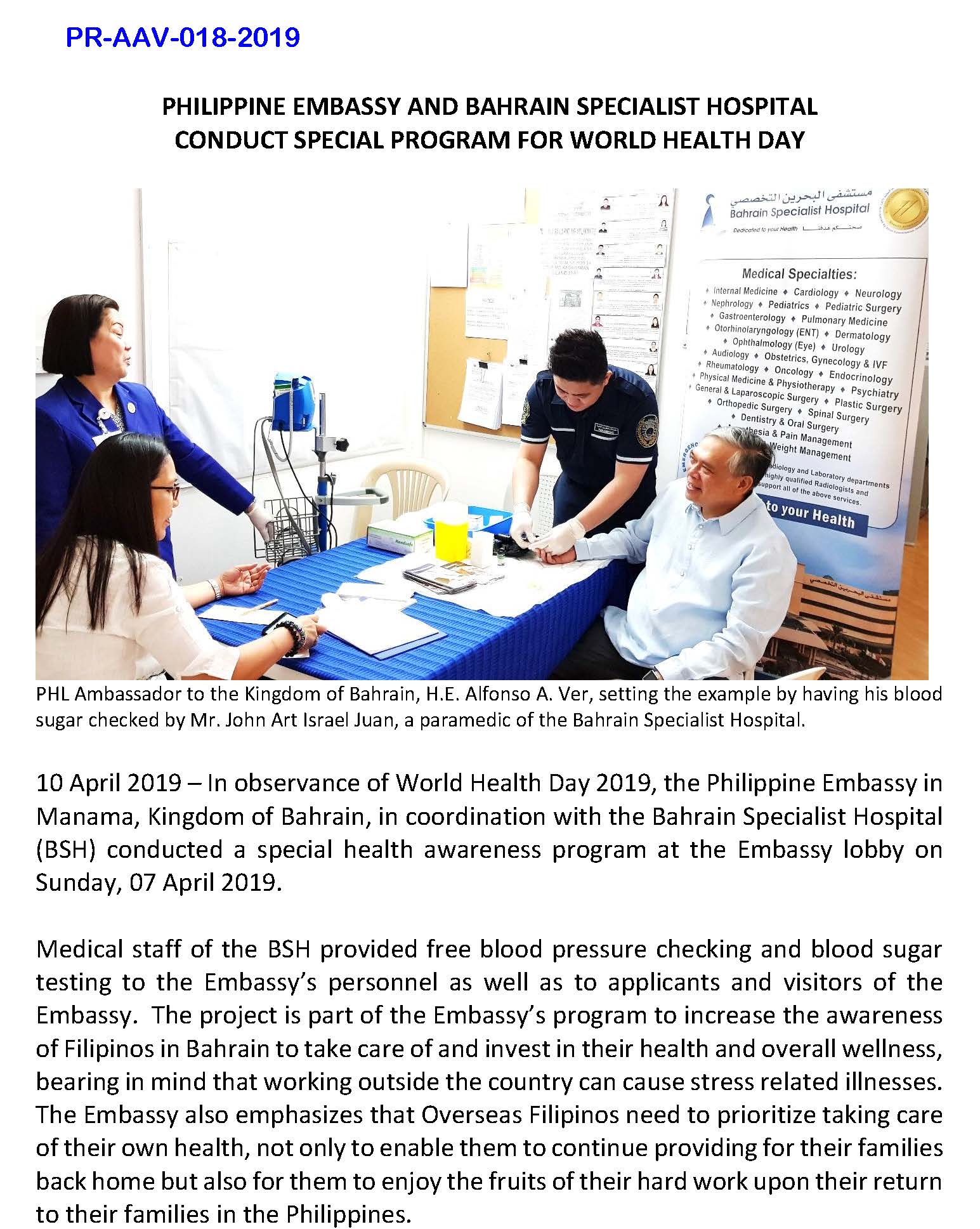 PR AAV 018 2019 WORLD HEALTH DAY 2019 Page 1