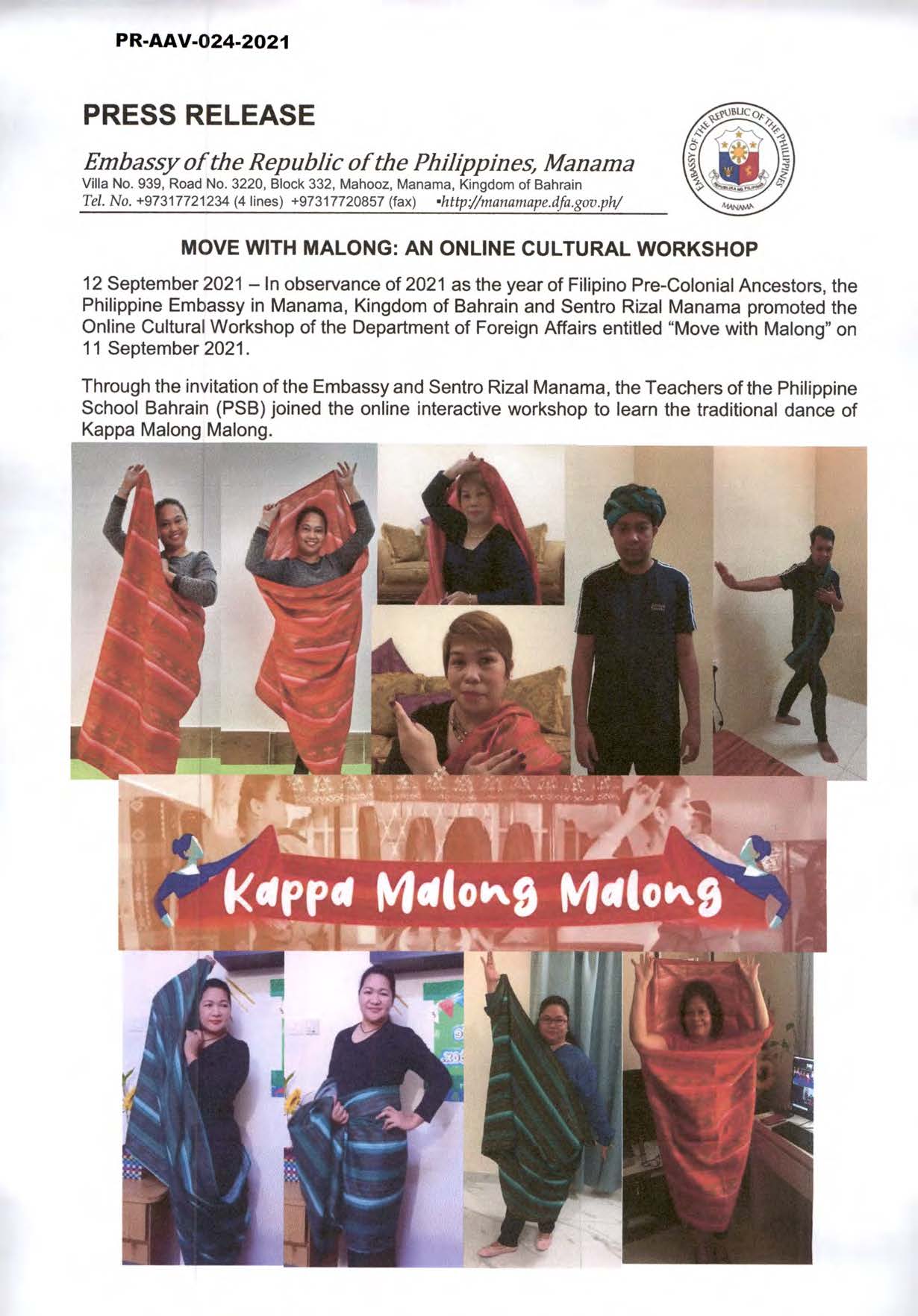 PR AAV 024 2021 MOVE WITH MALONG AN ONLINE CULTURAL WORKSHOP