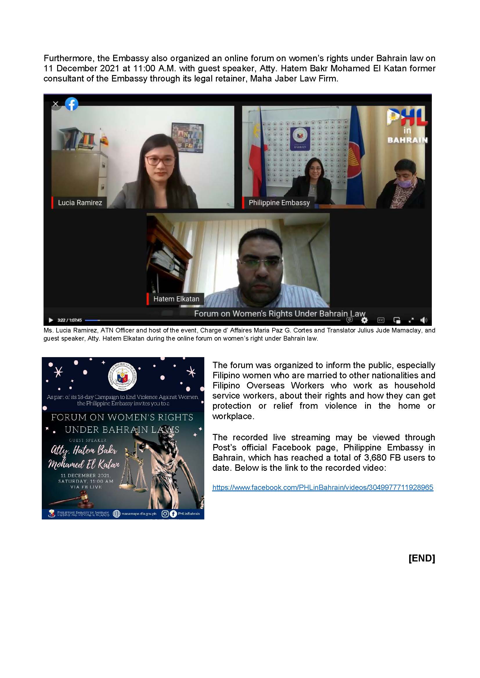 PR MPGC 044 2021 EMBASSY IN MANAMA HOLDS WALKATHON AND LEGAL FORUM TO CULMINATE 18 DAY CAMPAIGN TO END VIOLENCE AGAINST WOMEN Page 3
