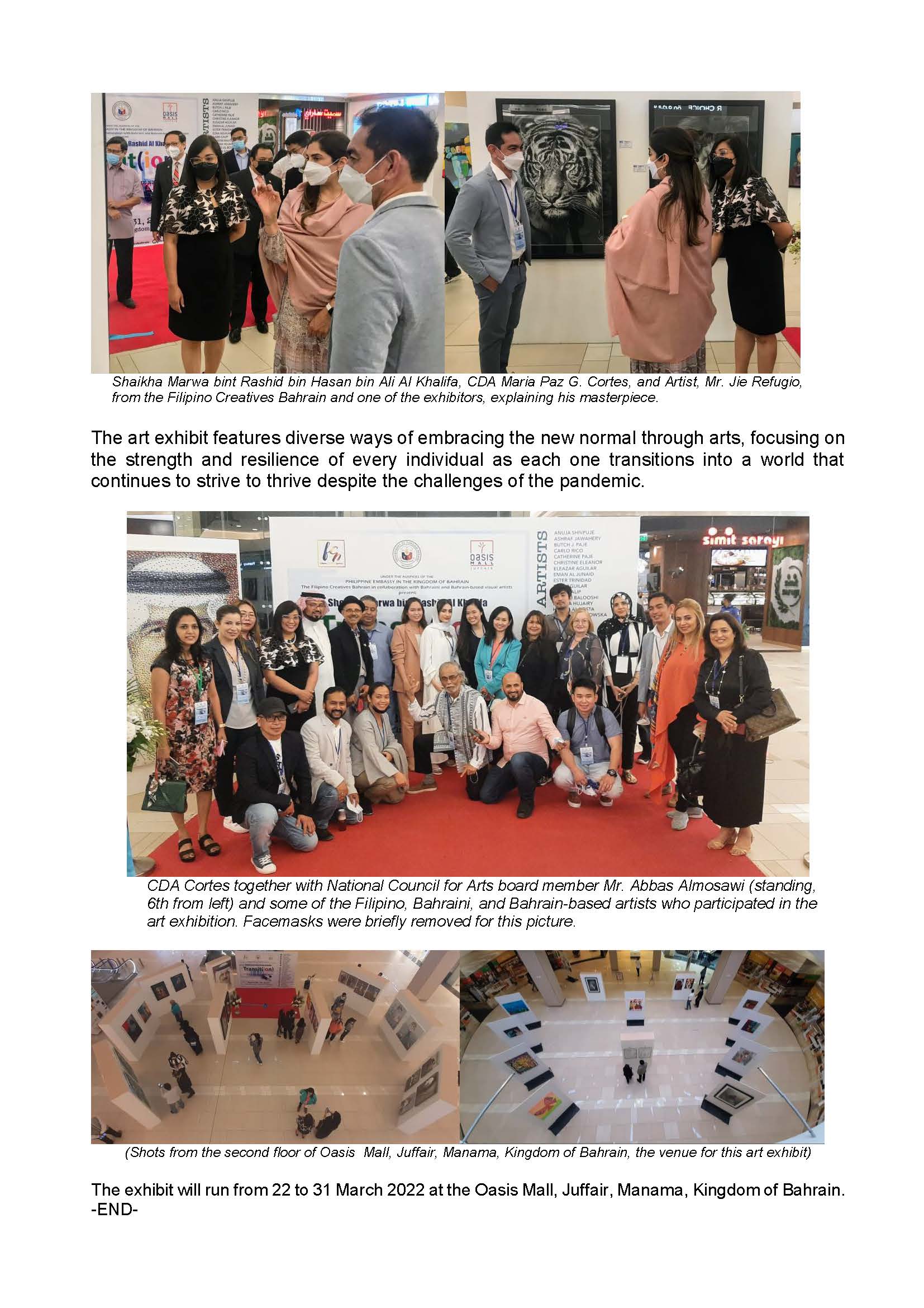 PR MPGC 26 2022 PHL EMBASSY IN MANAMA AND FILIPINO CREATIVES BAHRAIN OPEN TRANSITION Journey to Embracing the New Normal Page 2