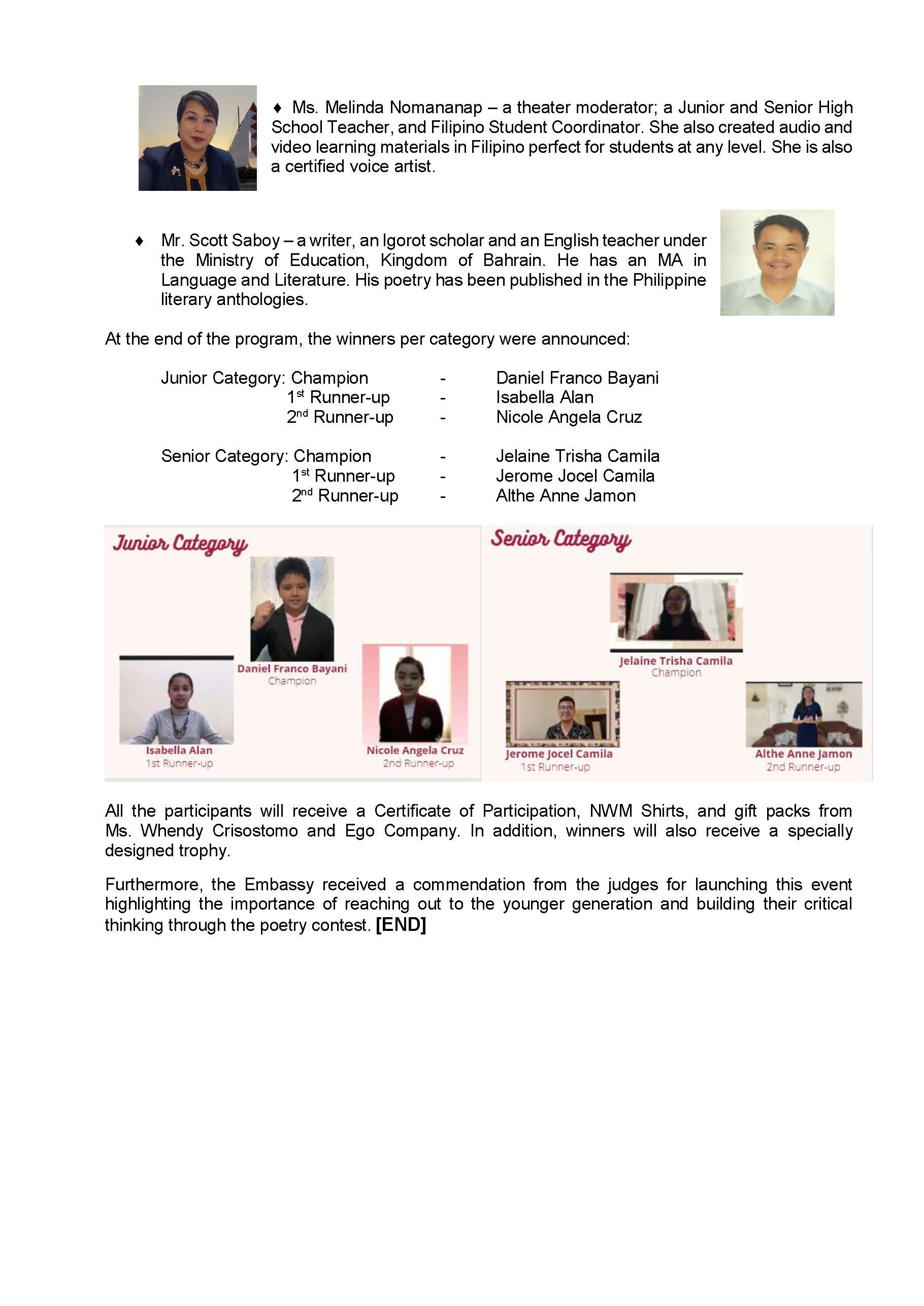 PR MPGC 31 2022 PHL EMBASSY AWARDS WINNERS OF 1ST ONLINE POETRY SLAM TO CULMINATE NATIONAL WOMENS MONTH CELEBRATION Page 2