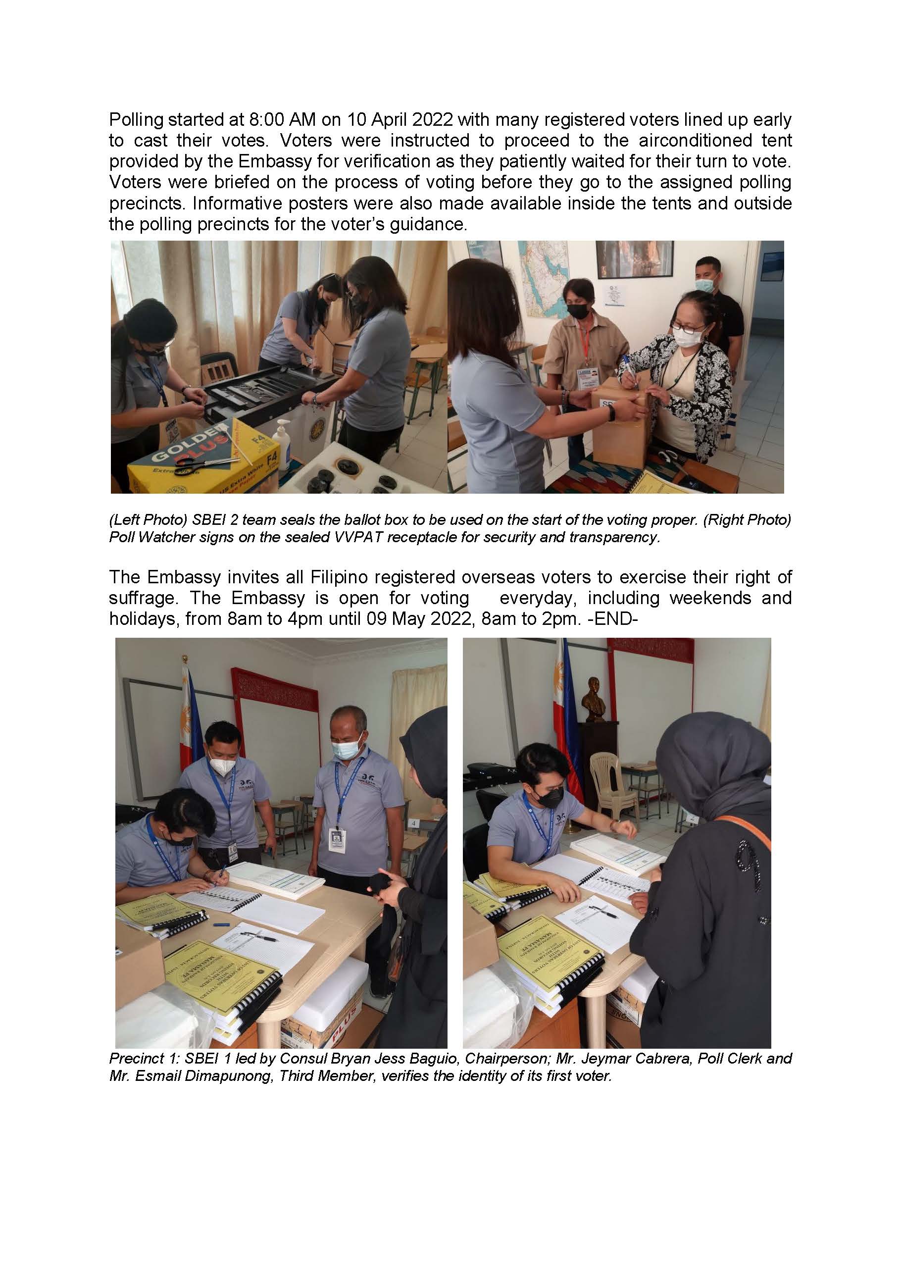 PR MPGC 36 2022 PHILIPPINE EMBASSY IN MANAMA COMMENCES OVERSEAS VOTING FOR THE 2022 PHILIPPINE NATIONAL ELECTION Page 2