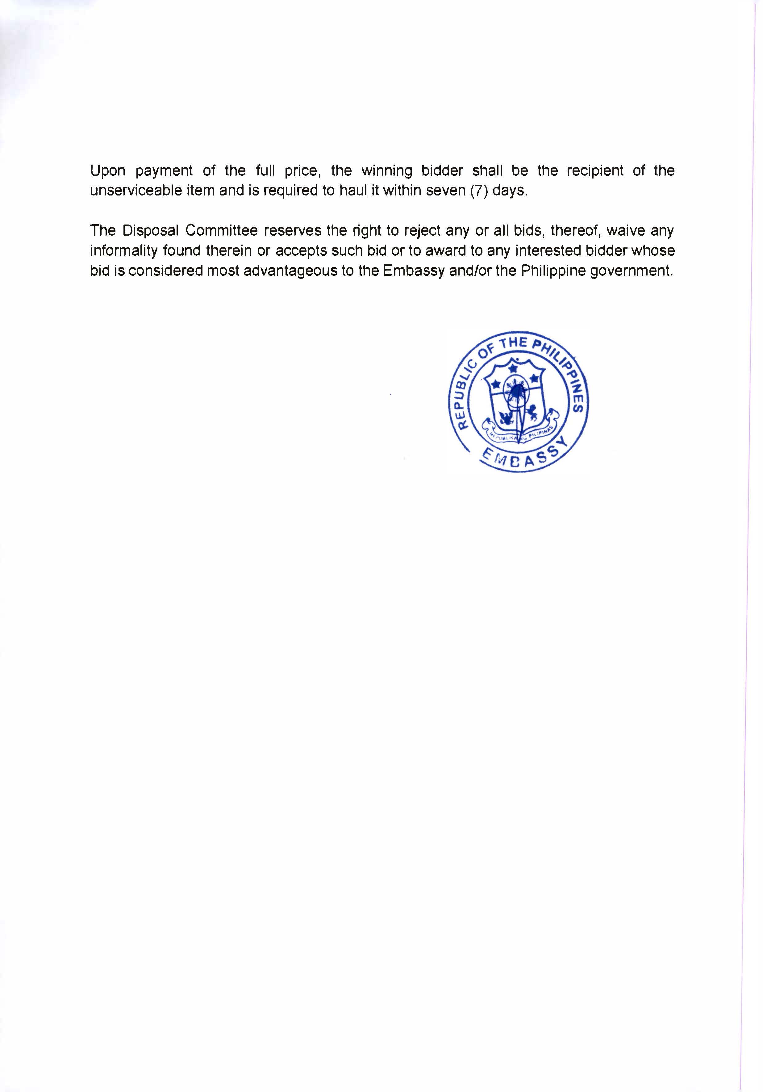AJL 54 2023 Invitation to Bid for the Sale of Unserviceable Motor Vehicle of the Embassy on 19 December 2023 Page 2