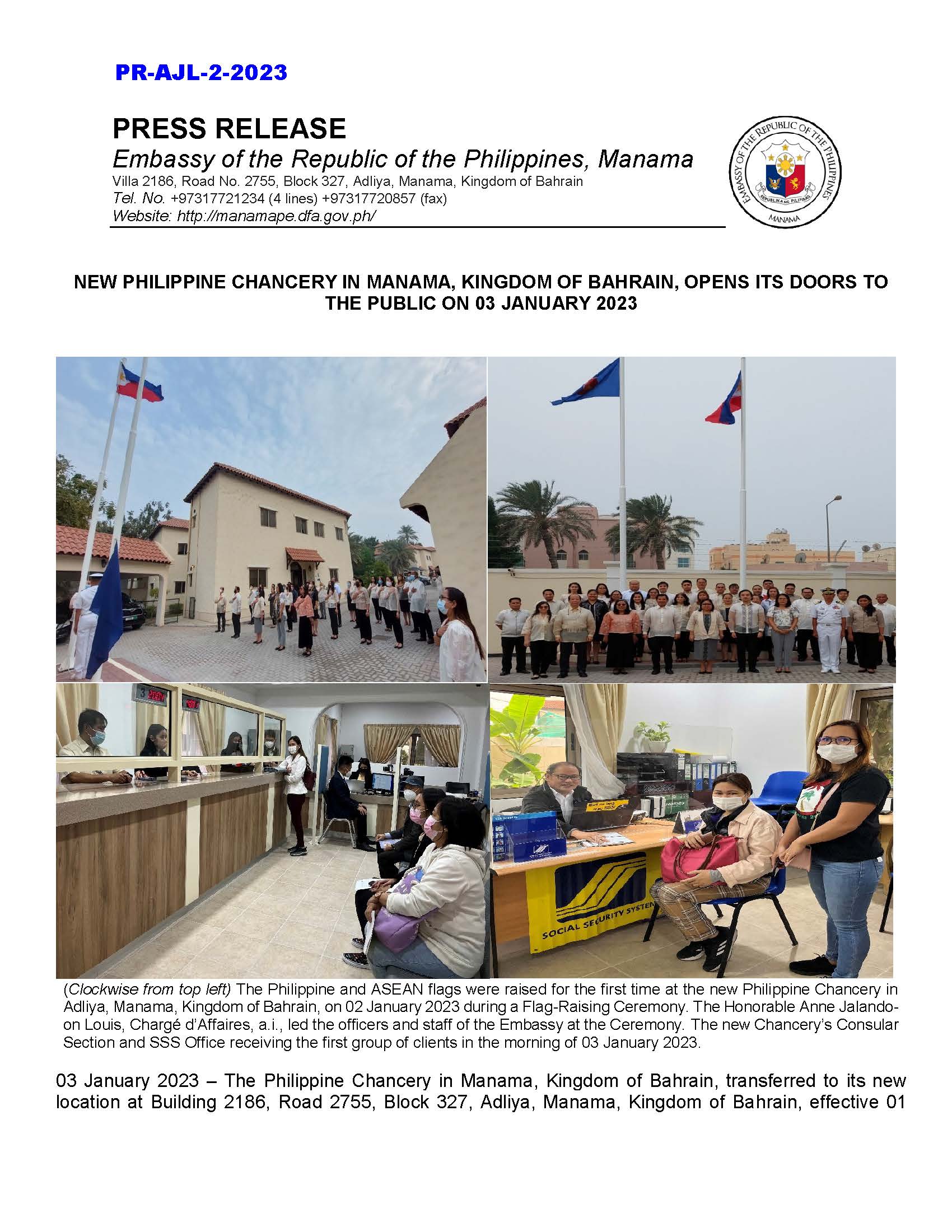 PR AJL 2 2023 NEW PHILIPPINE CHANCERY IN MANAMA Page 1