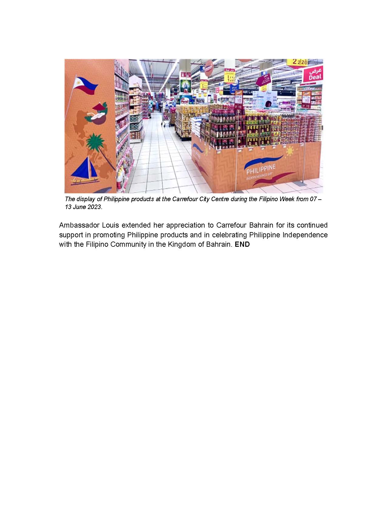 PR AJL 24 2023 PHILIPPINE EMBASSY IN MANAMA BAHRAIN JOINS LAUNCH OF CARREFOURS PHILIPPINE INDEPENDENCE DAY PRODUCTS PROMOTION Page 3