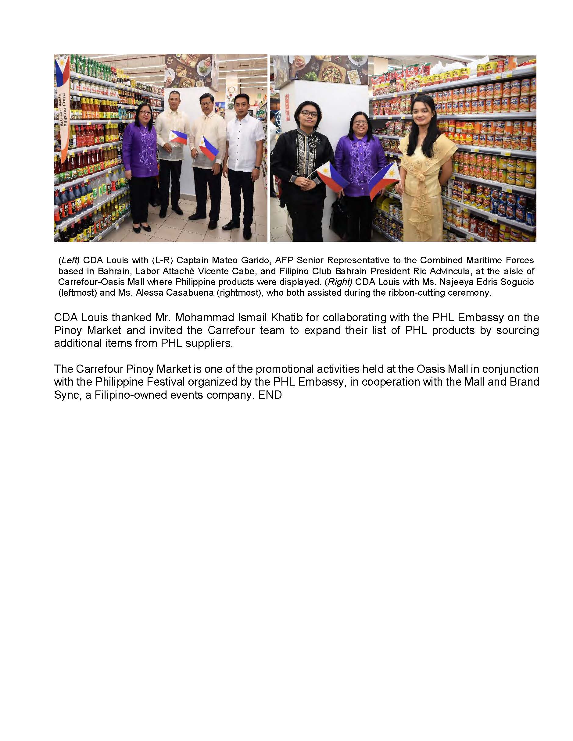 PR AJL 3 2023 PH Embassy Collaborates with Carrefour on Pinoy Market featuring PHL Products at Oasis Mall in Juffair Bahrain Page 2