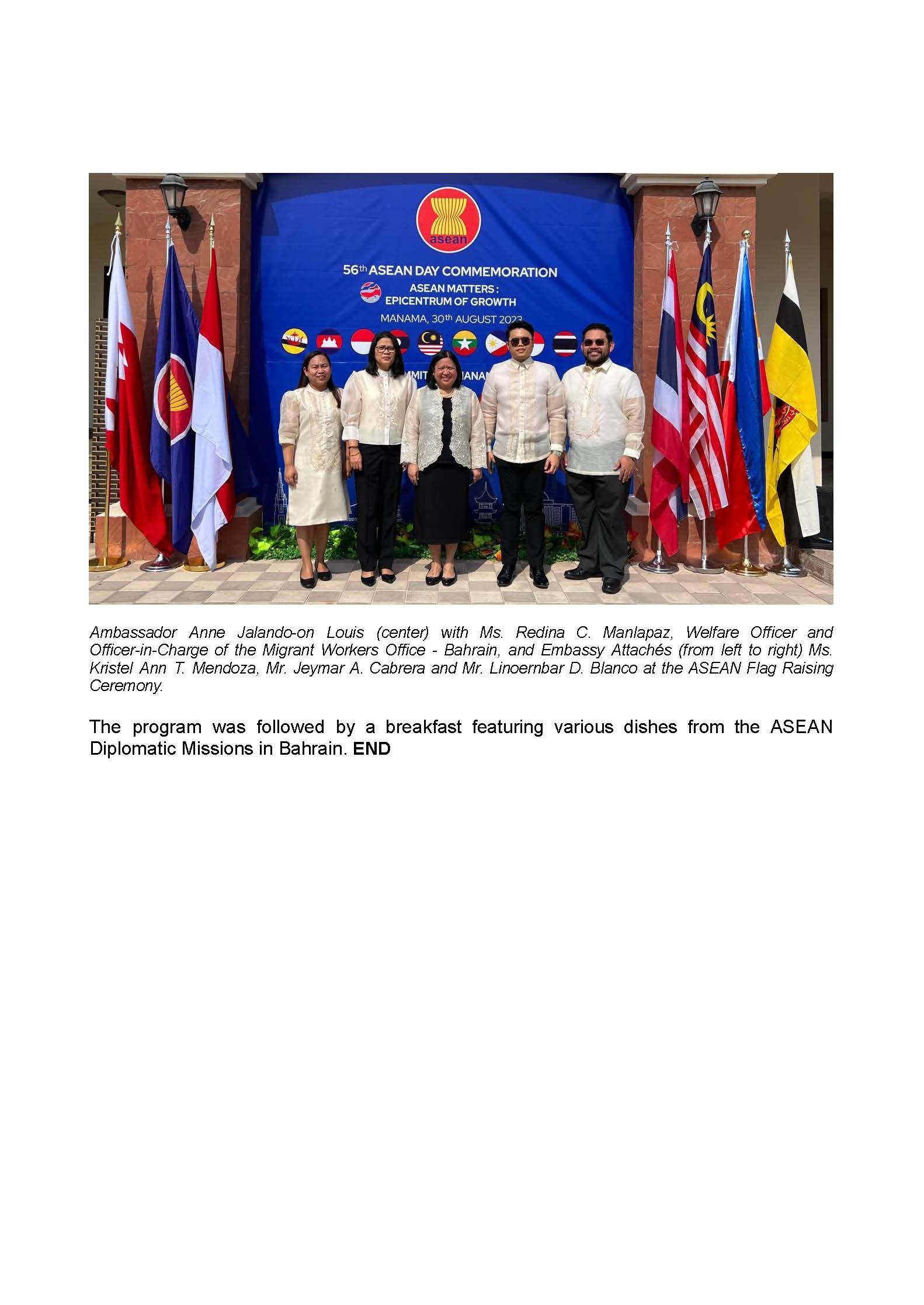 PR AJL 33 2023 PHL EMBASSY PARTICIPATES IN ASEAN FLAG RAISING CEREMONY ORGANIZED BY THE ASEAN COMMITTEE MANAMA BAHRAIN ACMB TO COMMEMORATE THE 56TH ANNIVERSARY OF ASEAN Page 3