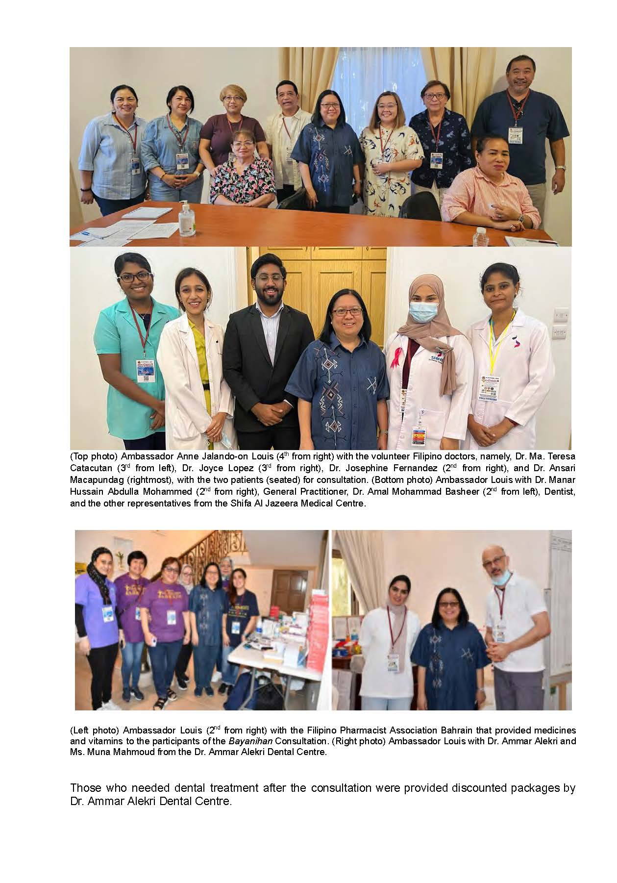 PR AJL 37 2023 MORE THAN 200 FILIPINOS AVAIL OF FREE SERVICES AT BAYANIHAN MEDICAL DENTAL AND OPTICAL CONSULTATION HELD AT THE PHL EMBASSY IN MANAMA BAHRAIN Page 2