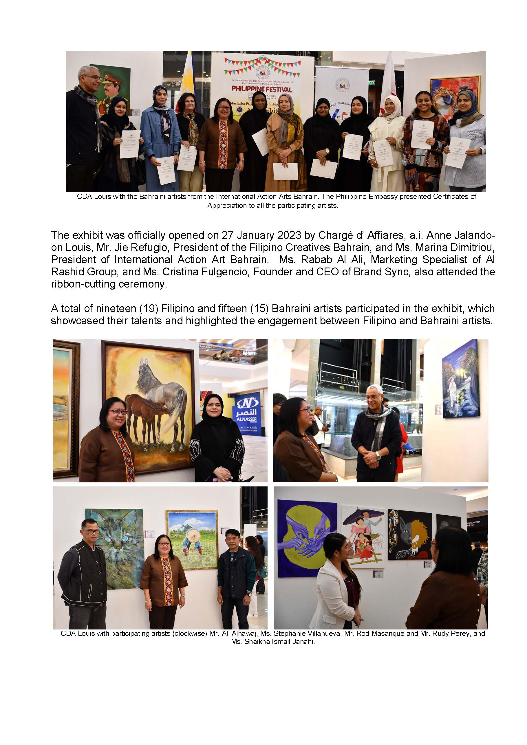 PR AJL 4 2023 PHL EMBASSY CO ORGANIZES ART EXHIBIT HIGHLIGHTING PHILIPPINES BAHRAIN PARTNERSHIP Page 2