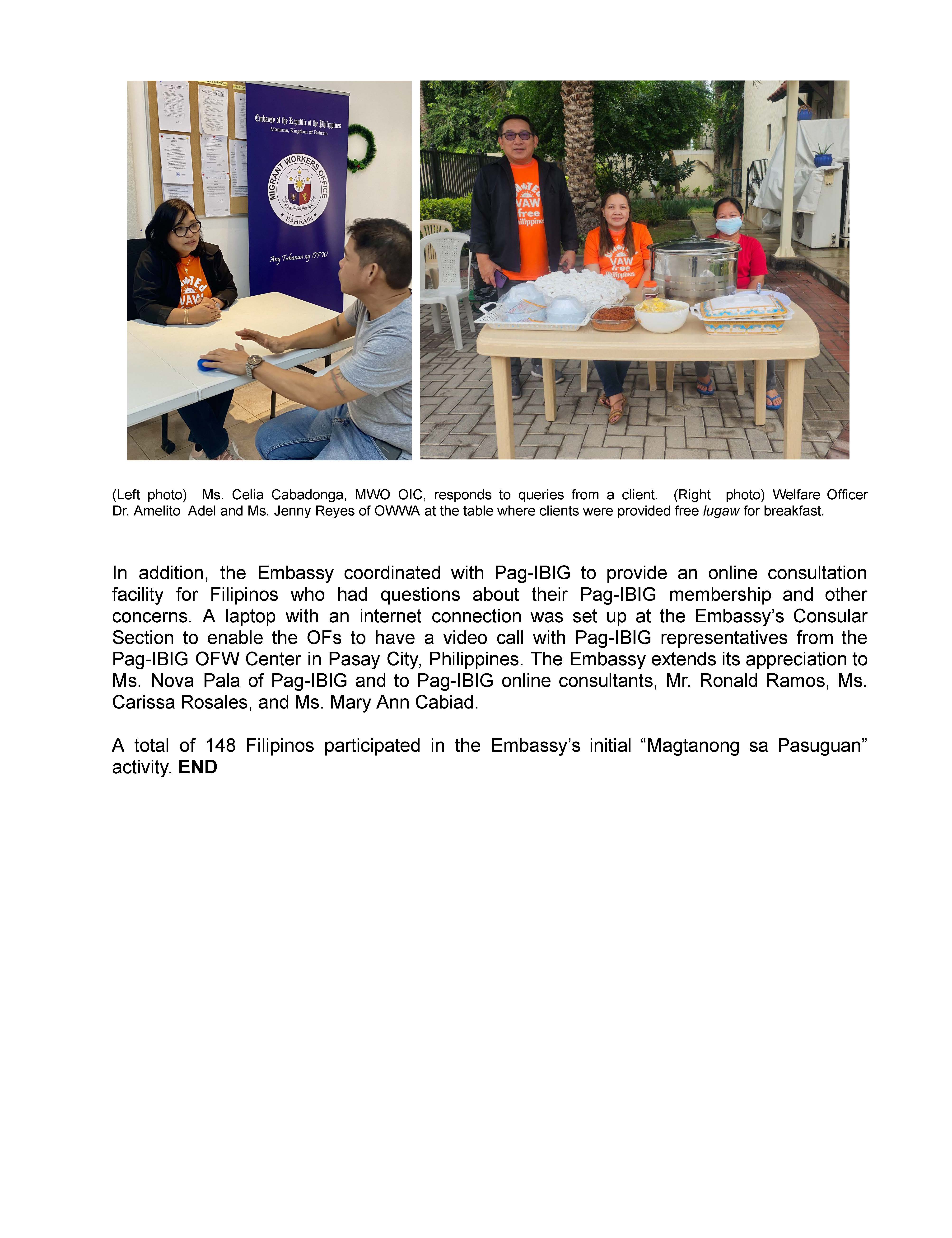 PR AJL 42 2023 PHL EMBASSY IN MANAMA KINGDOM OF BAHRAIN HOLDS OUTREACH ACTIVITY MAGTANONG SA PASUGUAN ON 24 NOVEMBER 2023 Page 3