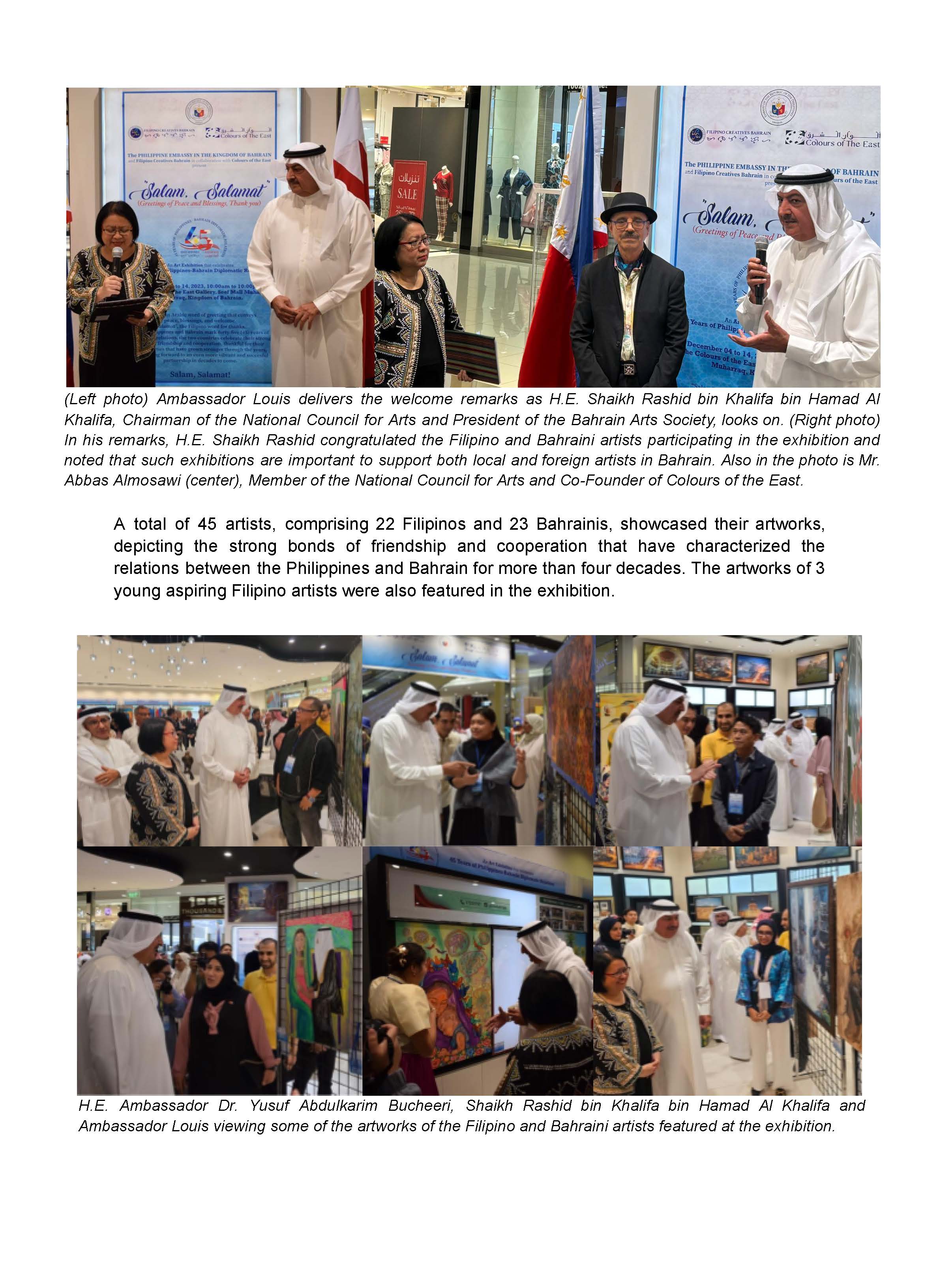 PR AJL 47 2023 Forty Five Filipino and Bahraini Artists Collaborate on Art Exhibition to Commemorate 45 Years of PH BAH Diplomatic Relations Page 2