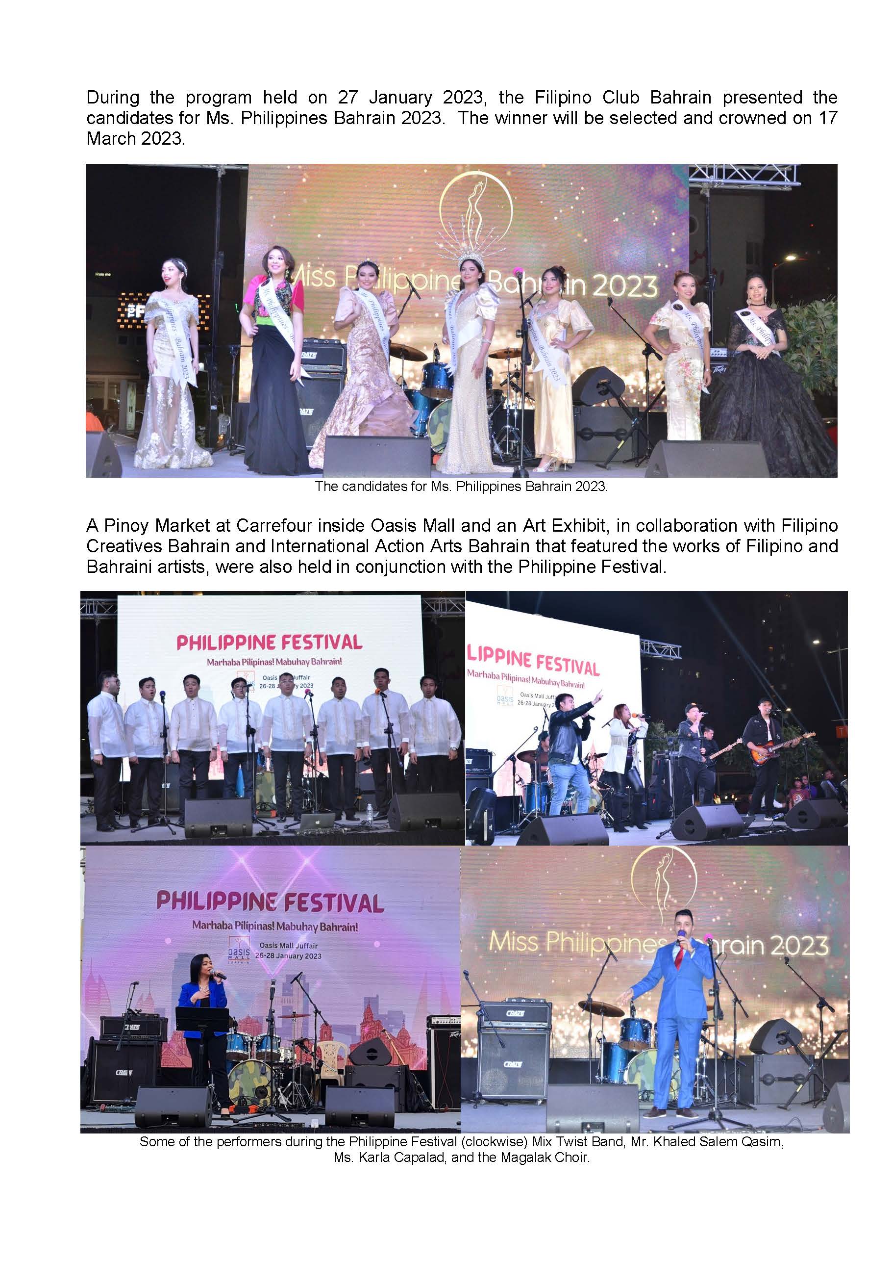 PR AJL 5 2023 PHL EMBASSY IN MANAMA KICKS OFF CELEBRATION OF 45TH ANNIVERSARY OF THE ESTABLISHMENT OF PHL BAHRAIN DIPLOMATIC RELATIONS THIS YEAR WITH A 3 DAY FESTIVAL Page 4
