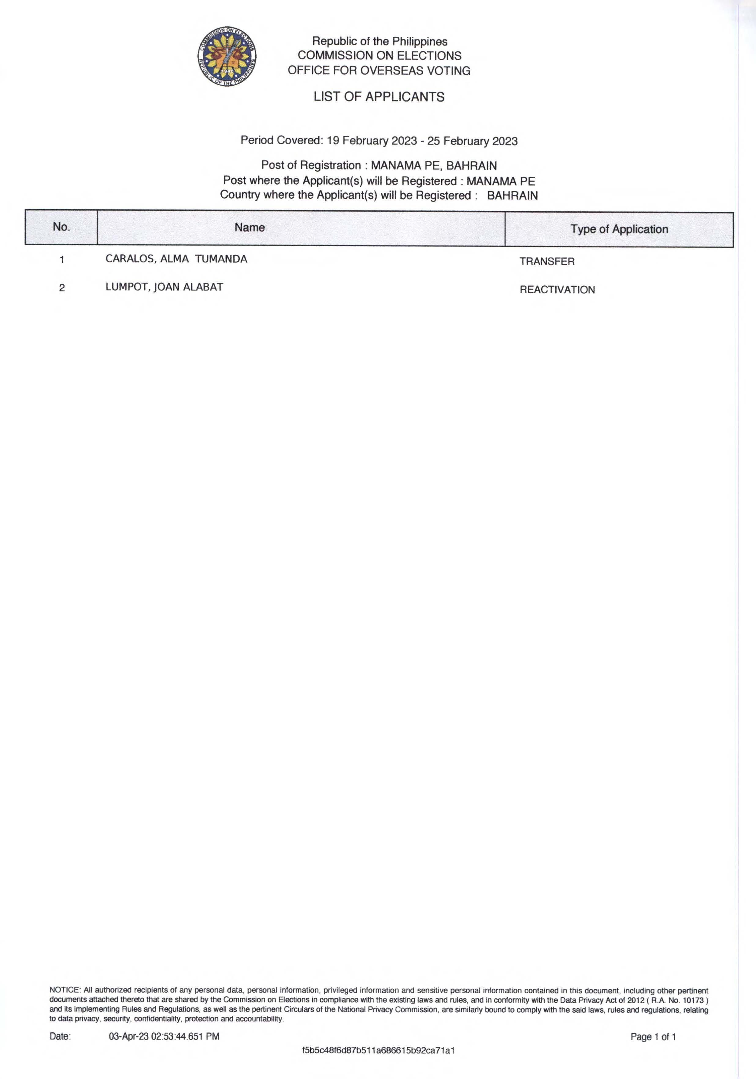 NOTICE OF HEARING DATED 04 APRIL 2023 Page 7