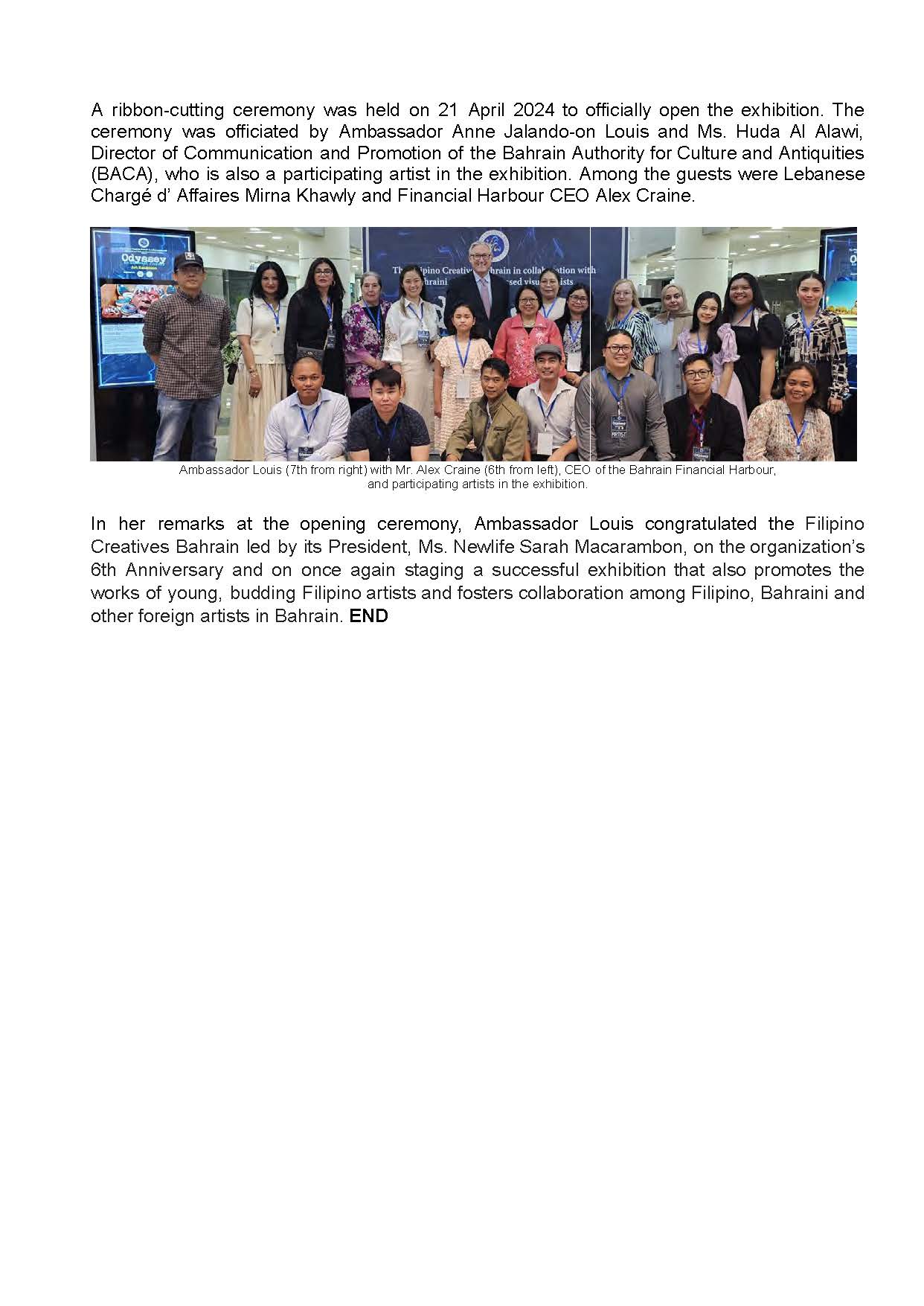 PR AJL 13 2024 PHL EMBASSY EXTENDS SUPPORT FOR THE FILIPINO CREATIVES BAHRAIN ART EXHIBITION ODYSSEY AN ETHEREAL JOURNEY Page 3