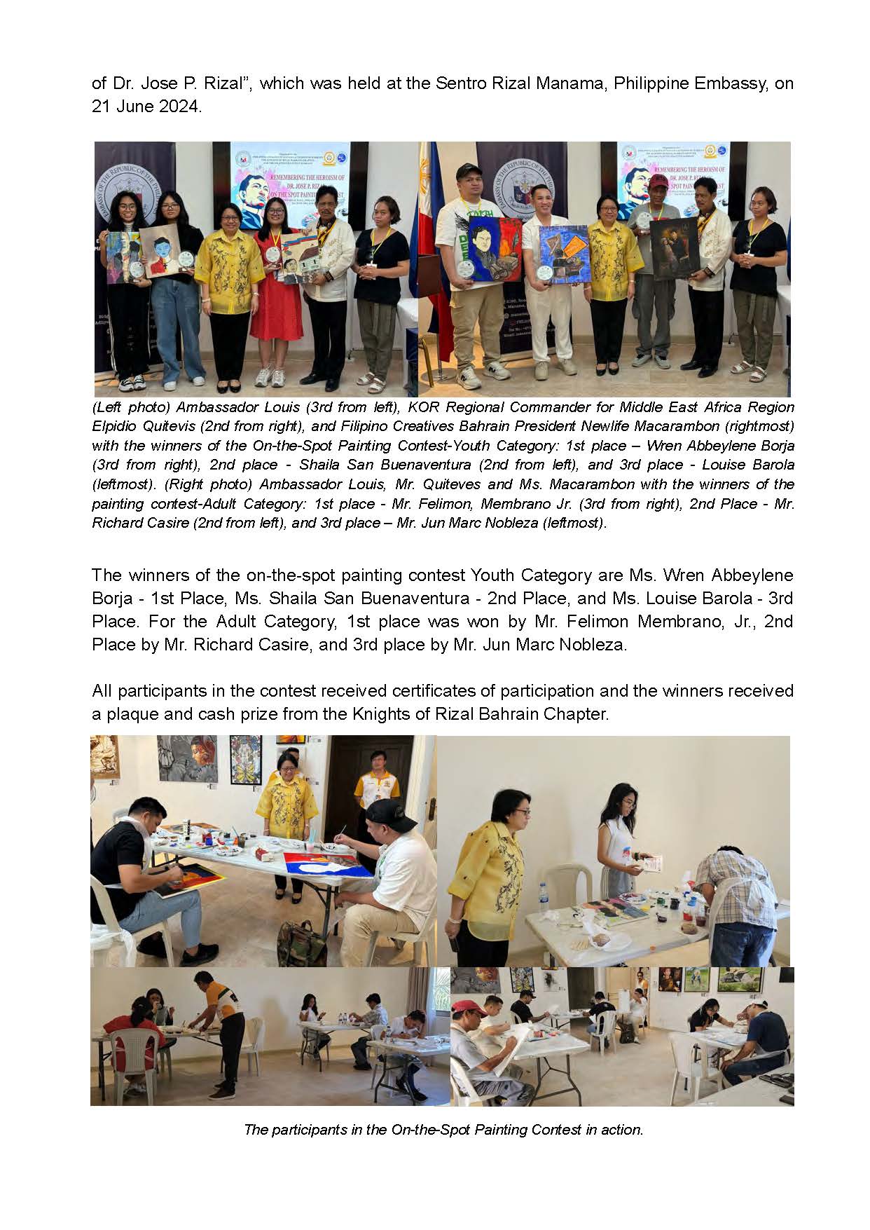 PR AJL 21 2024 PHL EMBASSY AND KNIGHTS OF RIZAL BAHRAIN CHAPTER LEAD COMMEMORATION OF THE 163RD BIRTH ANNIVERSARY OF DR. JOSE RIZAL IN MANAMA KINGDOM OF BAHRAIN Page 2
