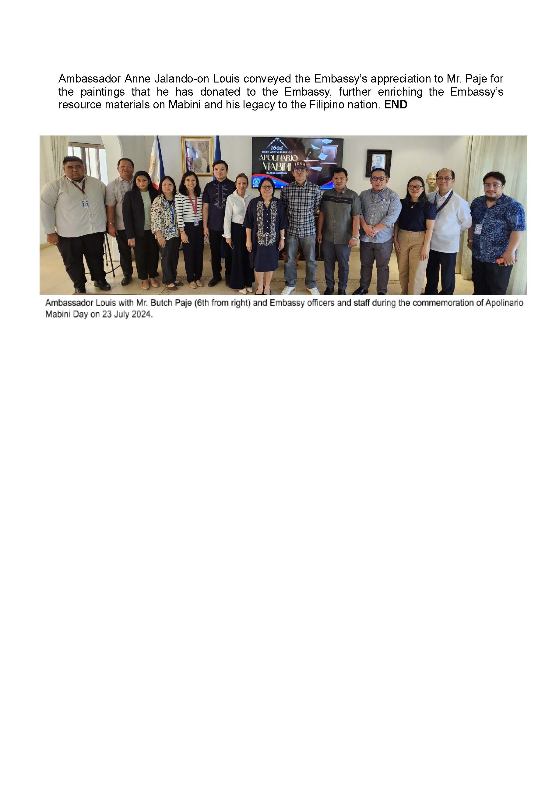 PR AJL 23 2024 PHL EMBASSY IN MANAMA KINGDOM OF BAHRAIN COMMEMORATES THE 160TH BIRTH ANNIVERSARY OF APOLINARIO MABINI ON 23 JULY 2024 Page 2