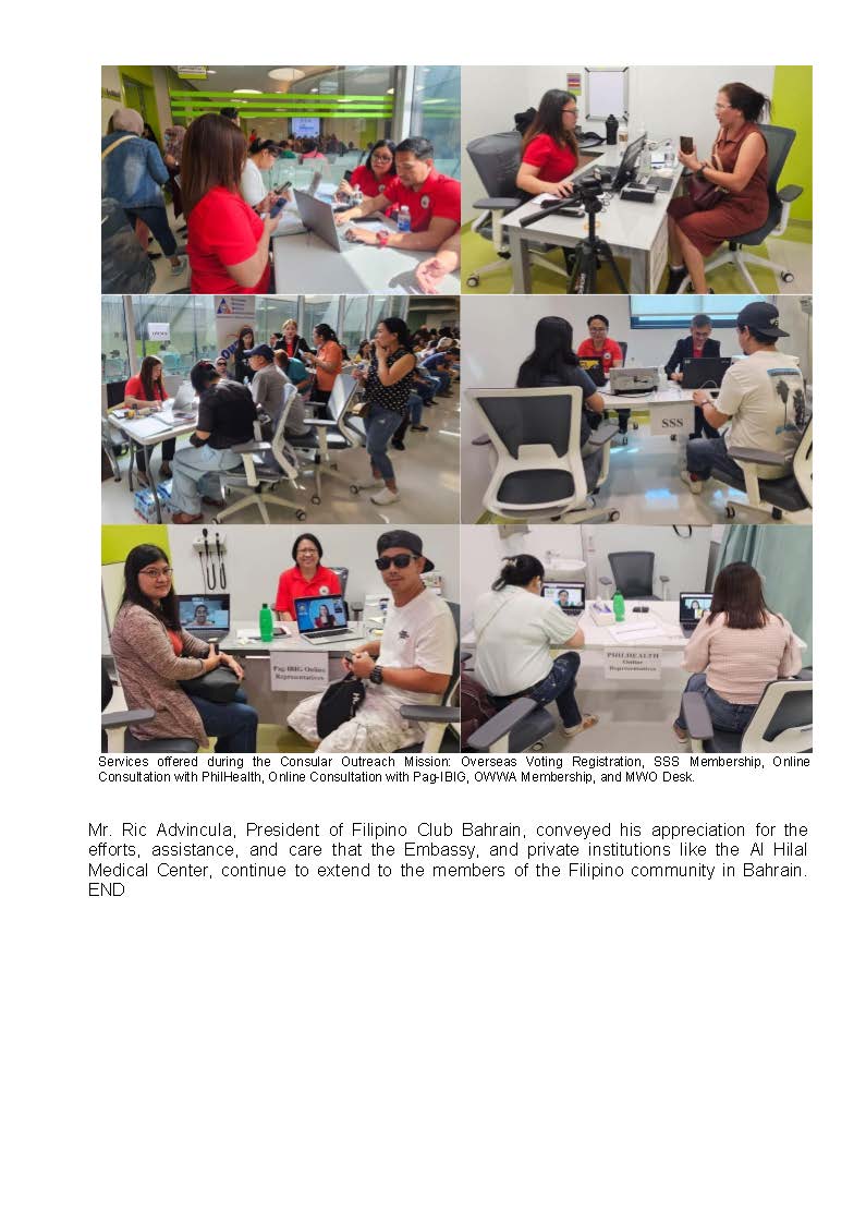 PR AJL 24 2024 PHL EMBASSY IN MANAMA AND AL HILAL MEDICAL CENTER MANAMA CENTRAL BRANCH LAUNCH HEALTHY PINOY CAMPAIGN 2024 FOR FILIPINOS IN BAHRAIN Page 3
