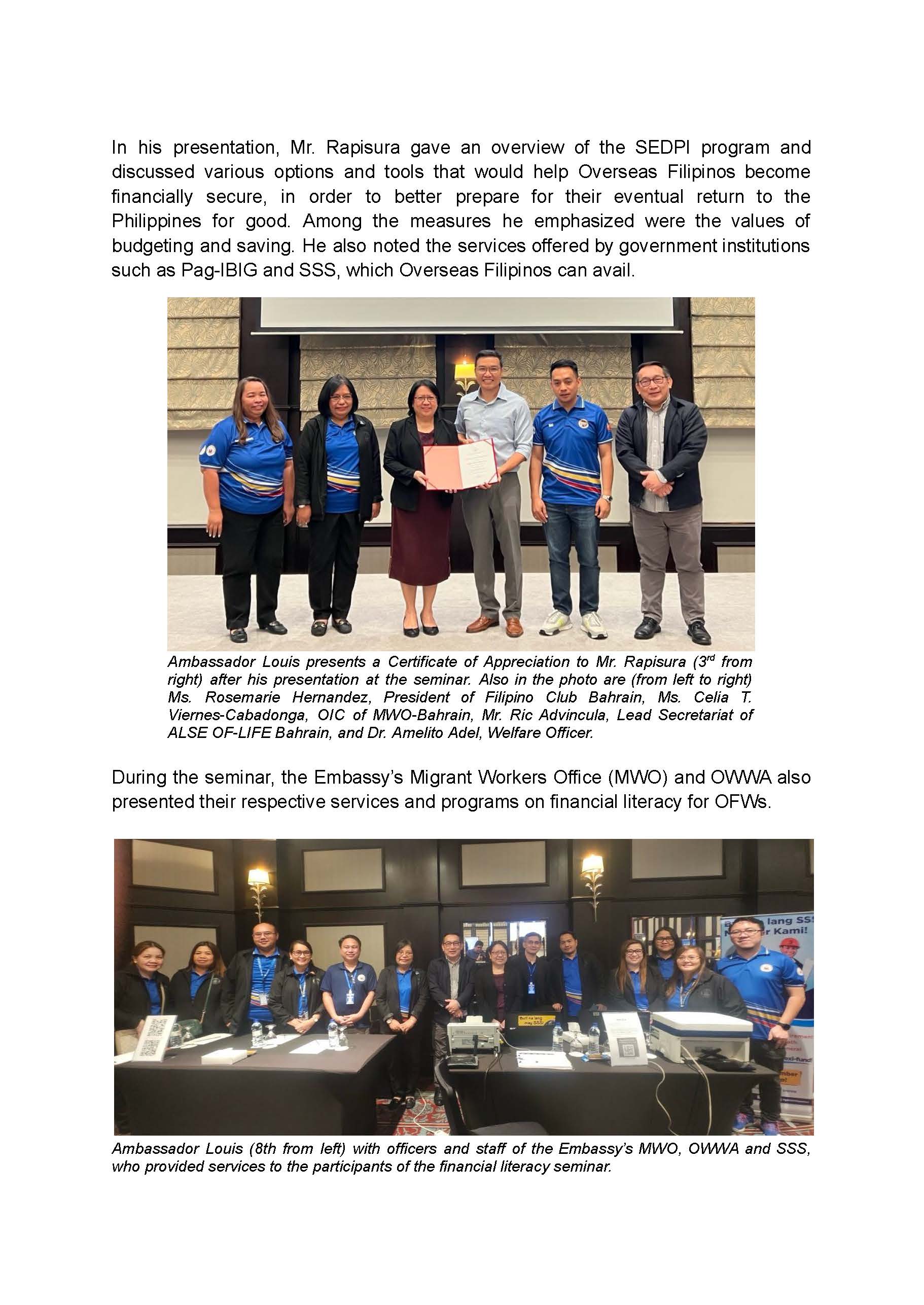 PR AJL 26 2024 PHL EMBASSY COLLABORATES WITH FCB IN ORGANIZING FINANCIAL LITERACY SEMINAR WITH FINANCIAL GURO VINCE RAPISURA ON 22 AUGUST 2024 Page 2