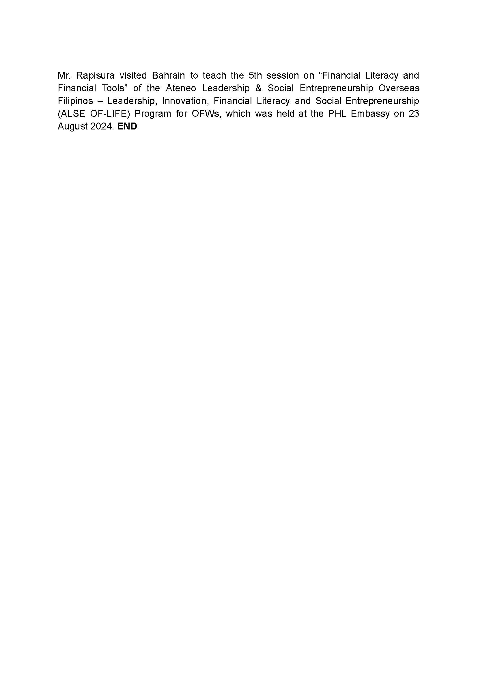 PR AJL 26 2024 PHL EMBASSY COLLABORATES WITH FCB IN ORGANIZING FINANCIAL LITERACY SEMINAR WITH FINANCIAL GURO VINCE RAPISURA ON 22 AUGUST 2024 Page 3