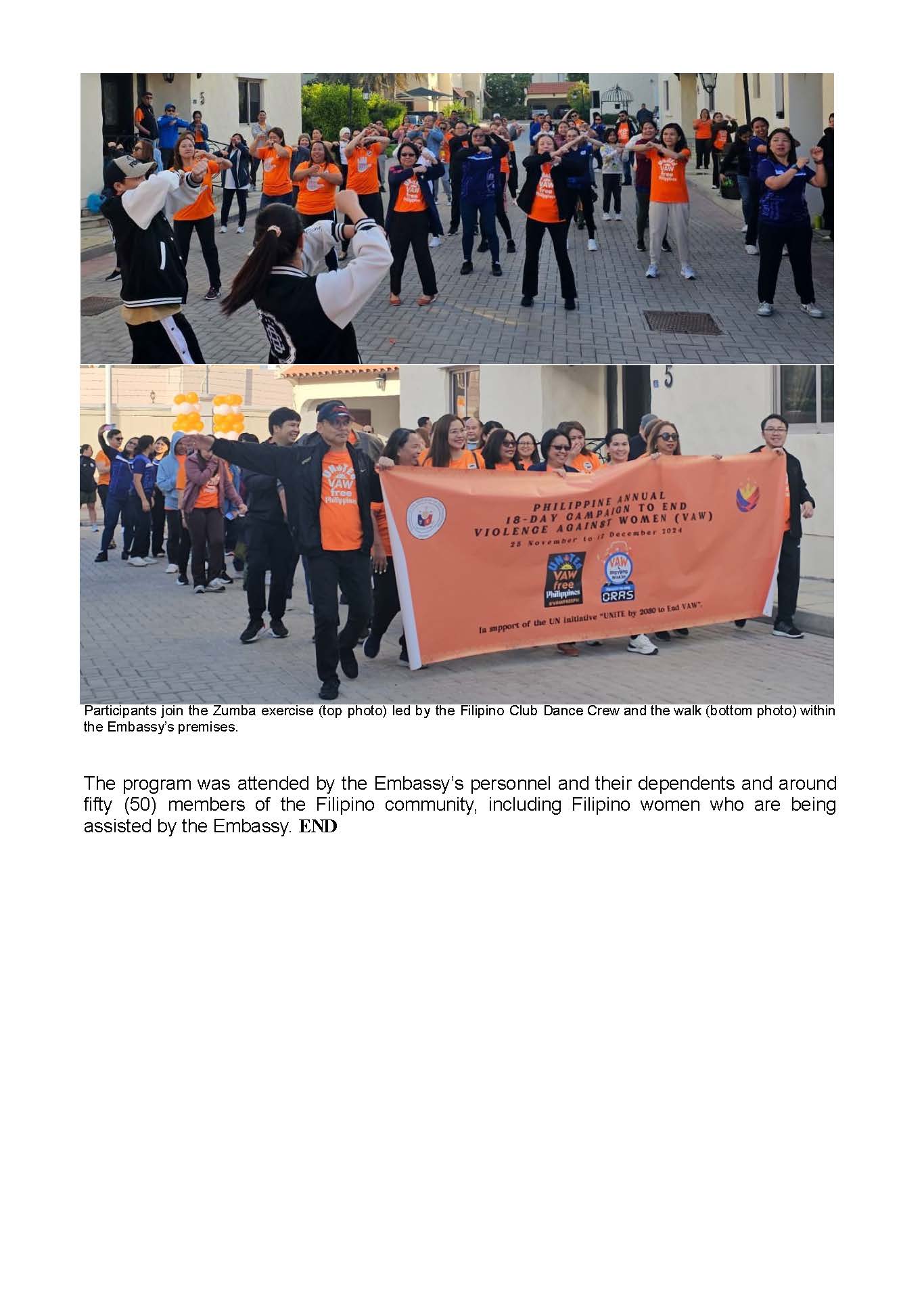 PR AJL 33 2024 PHL EMBASSY IN MANAMA KINGDOM OF BAHRAIN MARKS PHILIPPINE 18 DAY CAMPAIGN TO END VIOLENCE AGAINST WOMEN VAW WITH MEMBERS OF THE FILIPINO COMMUNITY Page 2