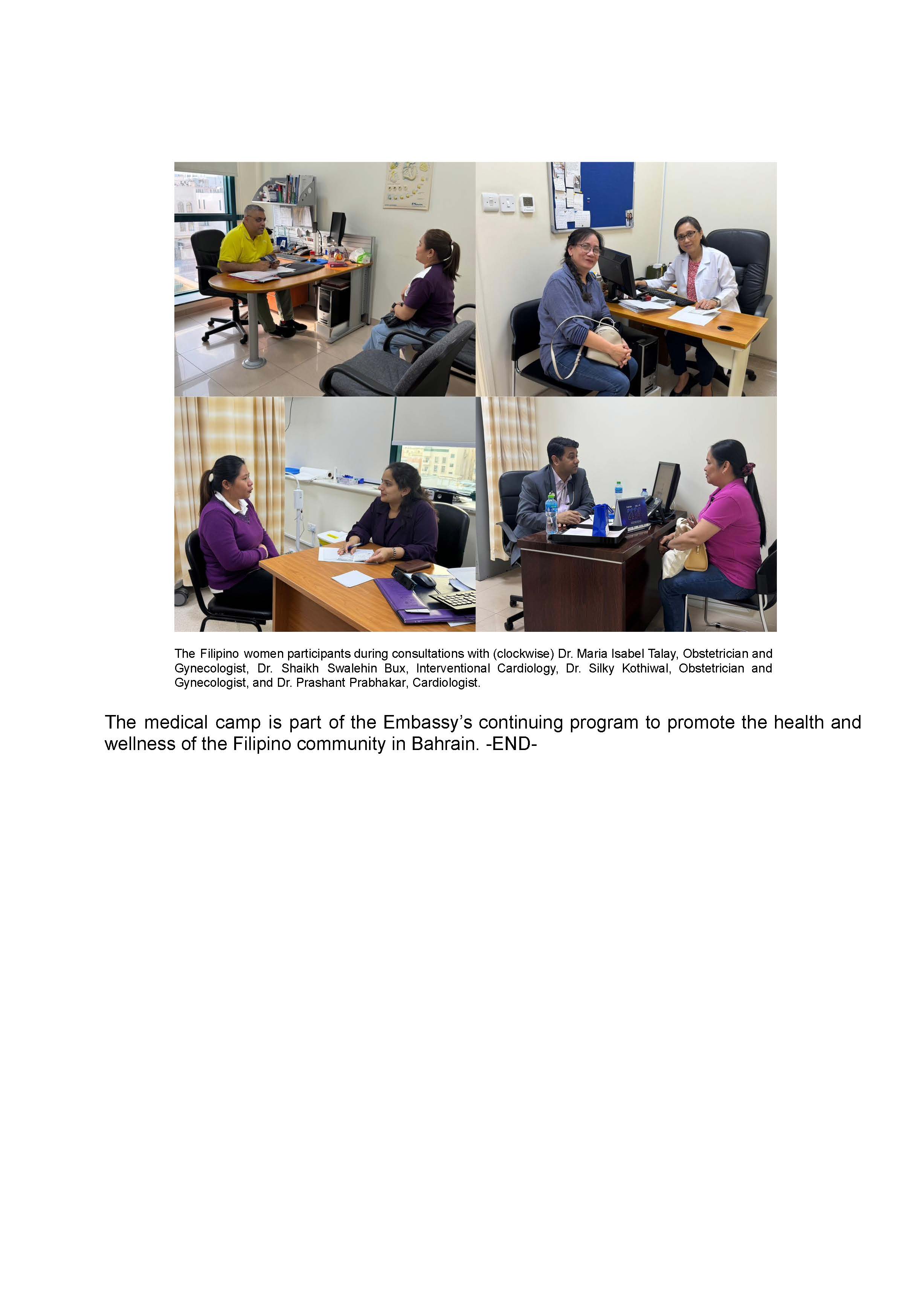 PR AJL 9 2024 PHL EMBASSY IN MANAMA COLLABORATES WITH THE BAHRAIN SPECIALIST HOSPITAL JUFFAIR ON A FILIPINO WOMENS DAY FREE MEDICAL CAMP HELD ON 08 MARCH 2024.docx Page 3