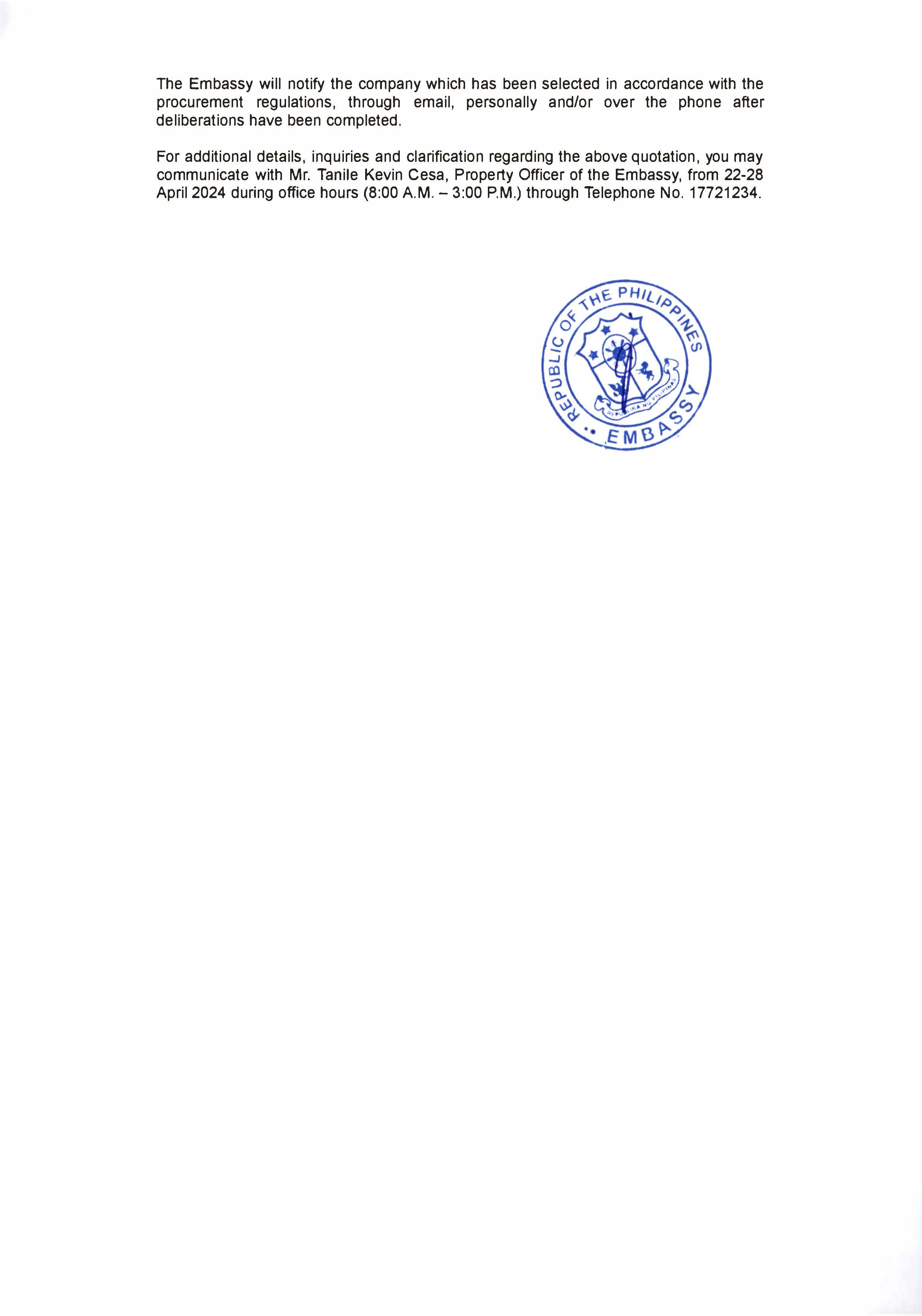 AJL 16 2024 REQUEST FOR QUOTATIONS FOR THE PROCUREMENT OF VARIOUS EMBASSY SUPPLIES Page 2