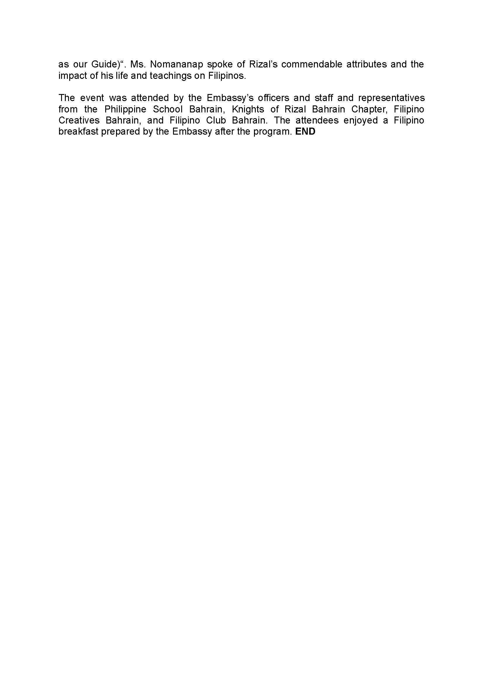 PR AJL 1 2025 PHL EMBASSY IN MANAMA COMMEMORATES THE 128TH ANNIVERSARY OF THE MARTYRDOM OF DR. JOSE P. RIZAL Page 2