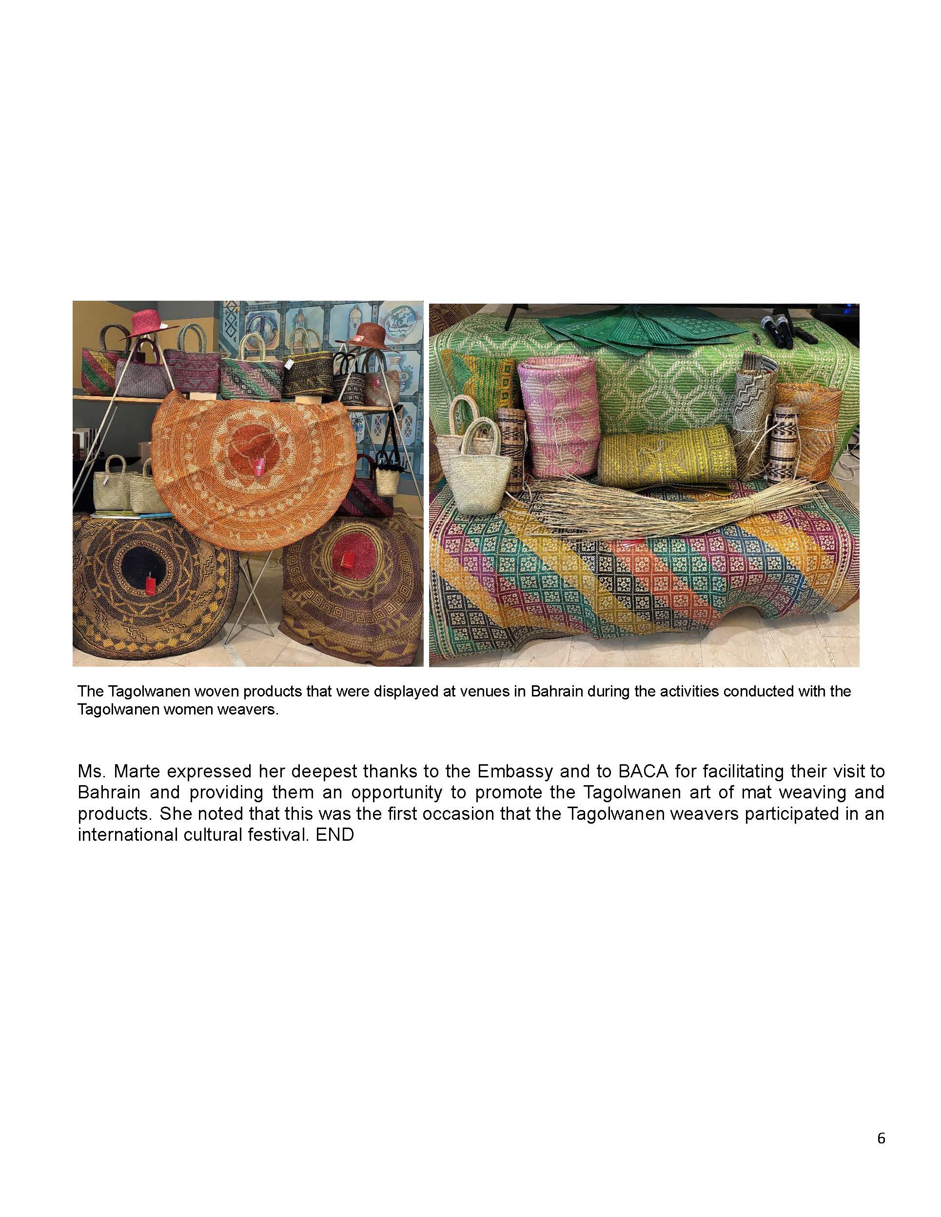 PR AJL 4 2025 PHL EMBASSY IN MANAMA IN COOPERATION WITH THE BACA SHOWCASES THE TAGOLWANEN TRADITION AND ART OF MAT WEAVING IN SPRING OF CULTURE FESTIVAL Page 4