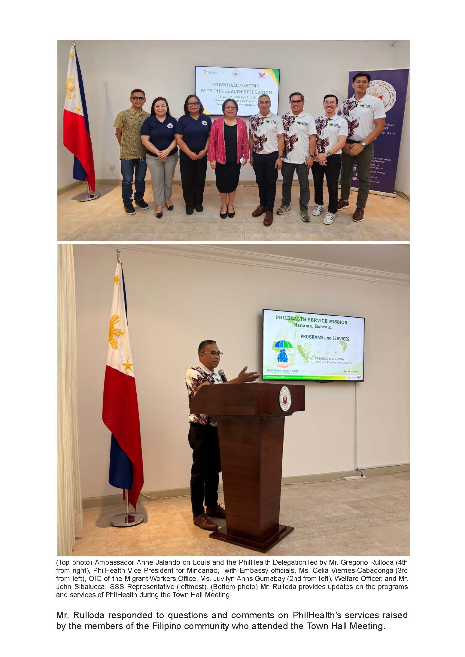PR AJL 6 2025 PHILIPPINE EMBASSY IN MANAMA KINGDOM OF BAHRAIN HOLDS TOWN HALL MEETING WITH PHILHEALTH DELEGATION AND FILIPINO COMMUNITY ON 30 MAY 2025.docx Page 2