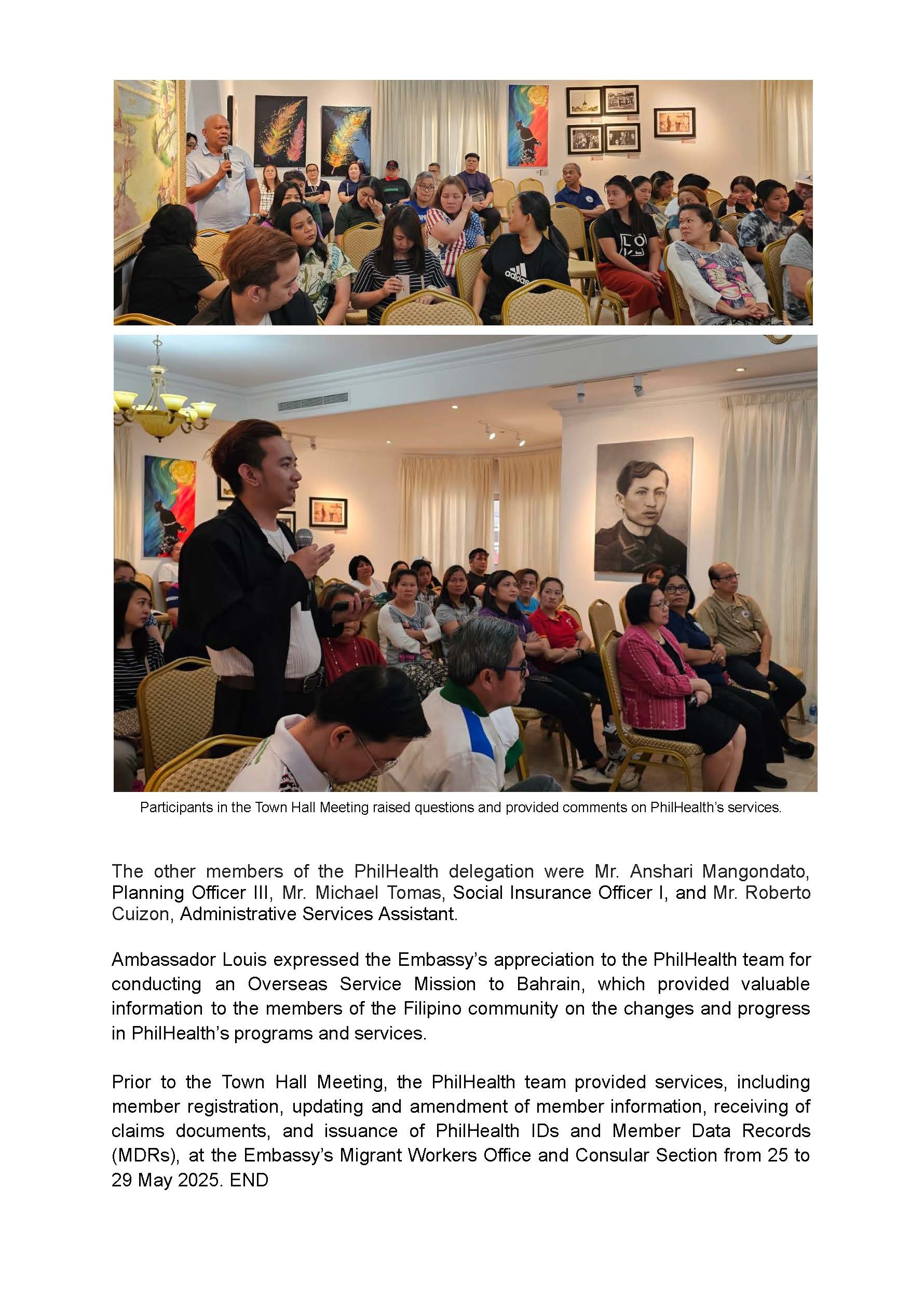 PR AJL 6 2025 PHILIPPINE EMBASSY IN MANAMA KINGDOM OF BAHRAIN HOLDS TOWN HALL MEETING WITH PHILHEALTH DELEGATION AND FILIPINO COMMUNITY ON 30 MAY 2025.docx Page 3