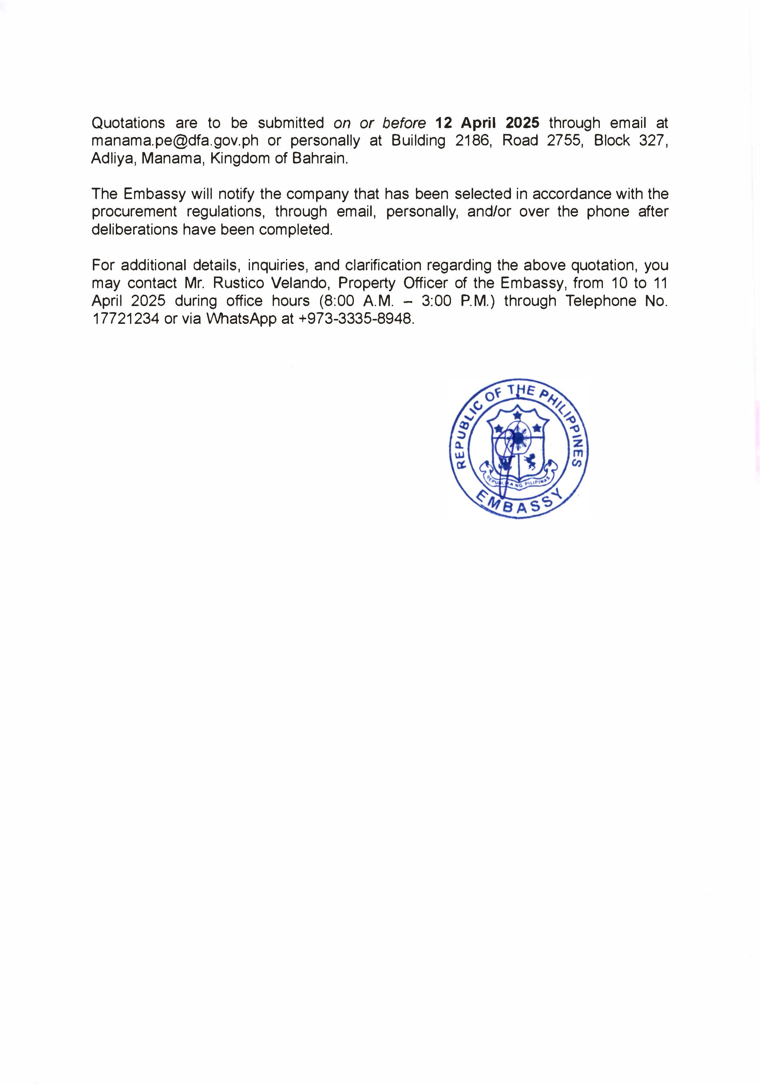 AJL 12 2025 REQUEST TO PROVIDE QUOTATIONS FOR THE PROCUREMENT OF ITEMS TO BE USED BY THE ELECTORAL BOARD MEMBERS Page 2