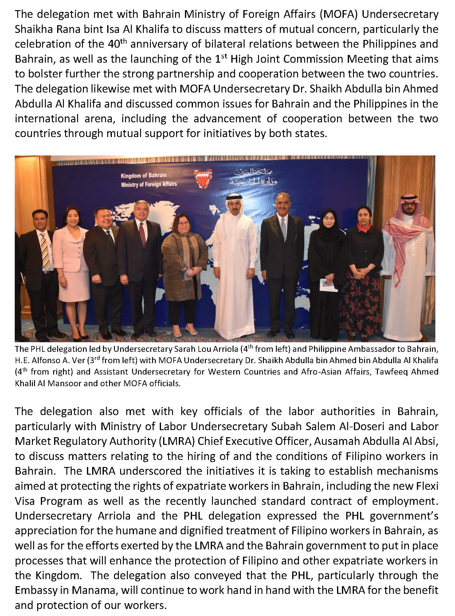 A PR AAV 018 2018 Phl Govt Officials meet with Bahrain PM and key Foreign Affairs and Labor Offcials Page 2