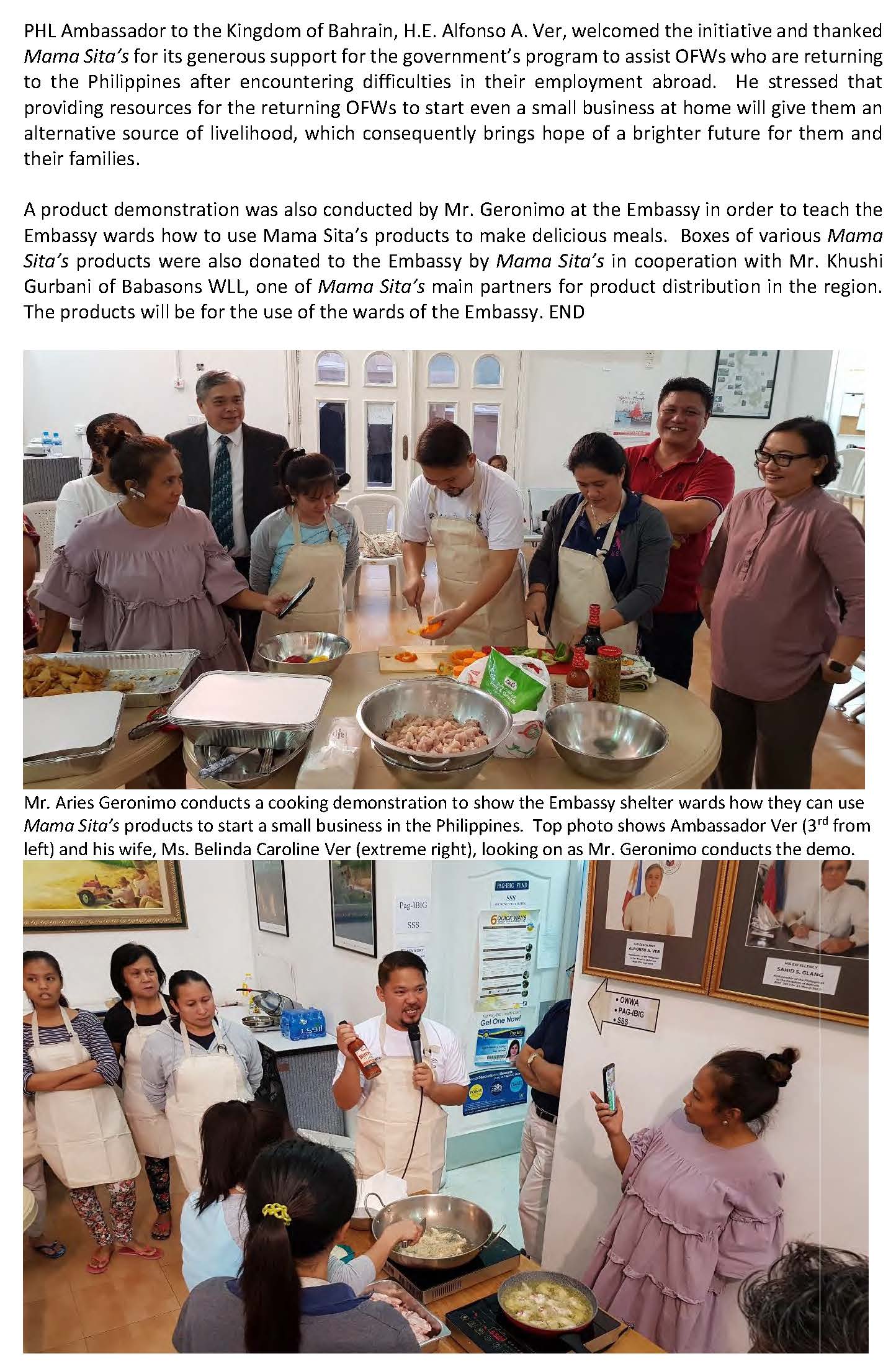 PR AAV 025 2018 Mama Sitas Partners with the Phl. Embassy for Pilot Program to Assist OFWs in Embassy Shelter Page 2