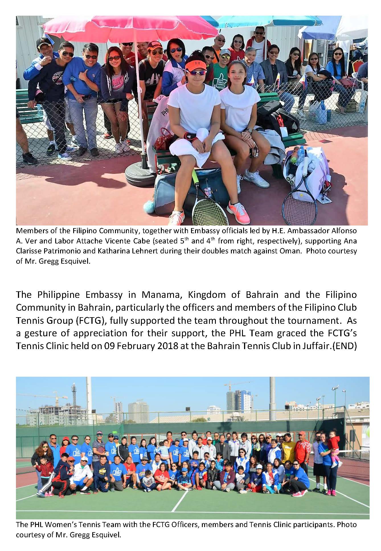 PR AAV 03 2018 PHILIPPINE TENNIS TEAM COMPETES IN FEDCUP ASIA OCEANA ZONE GROUP Page 2