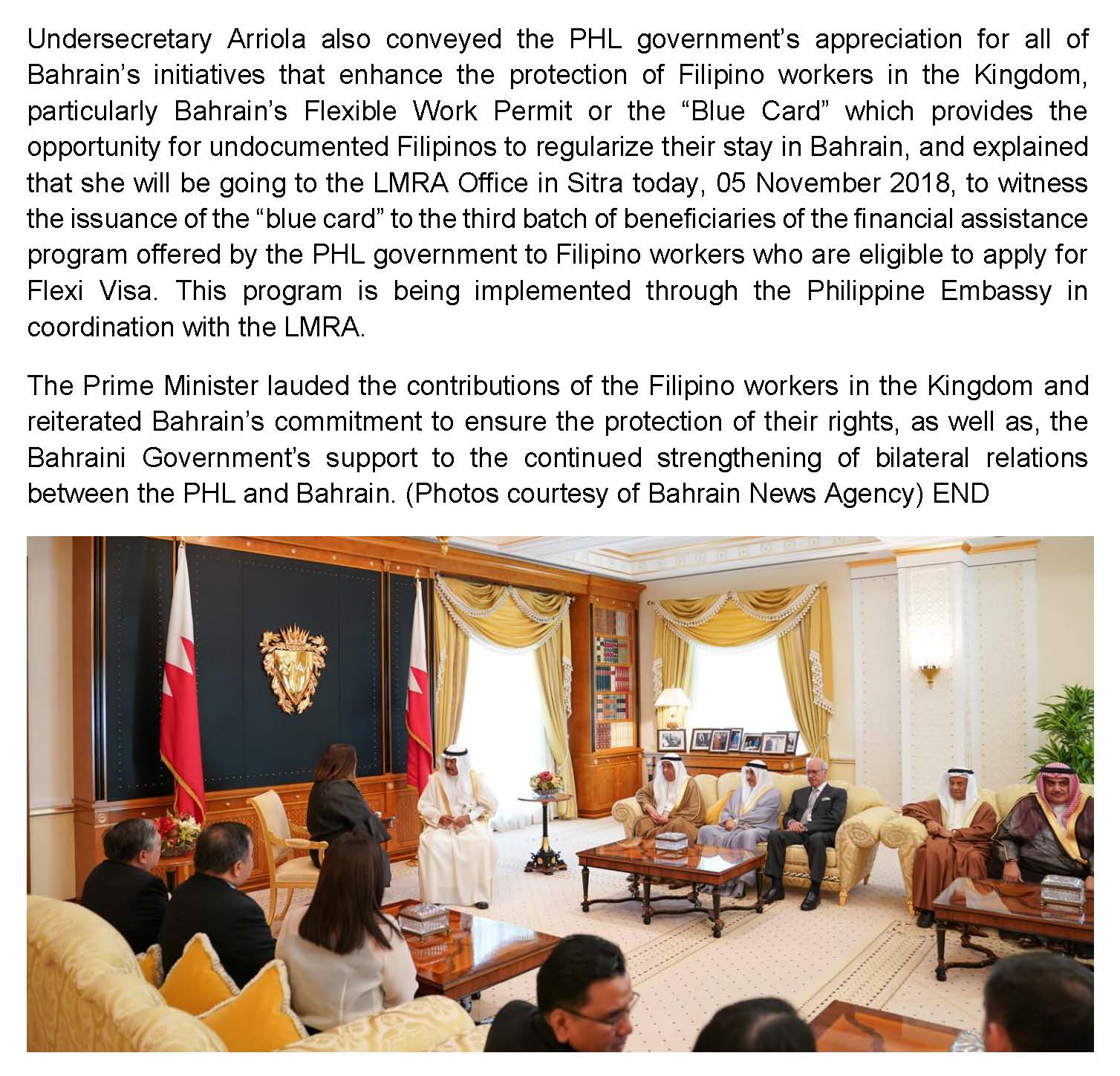 PR AAV 035 2018 PHL GOVERNMENT OFFICIALS MEET WITH BAHRAIN PRIME MINISTER Page 2