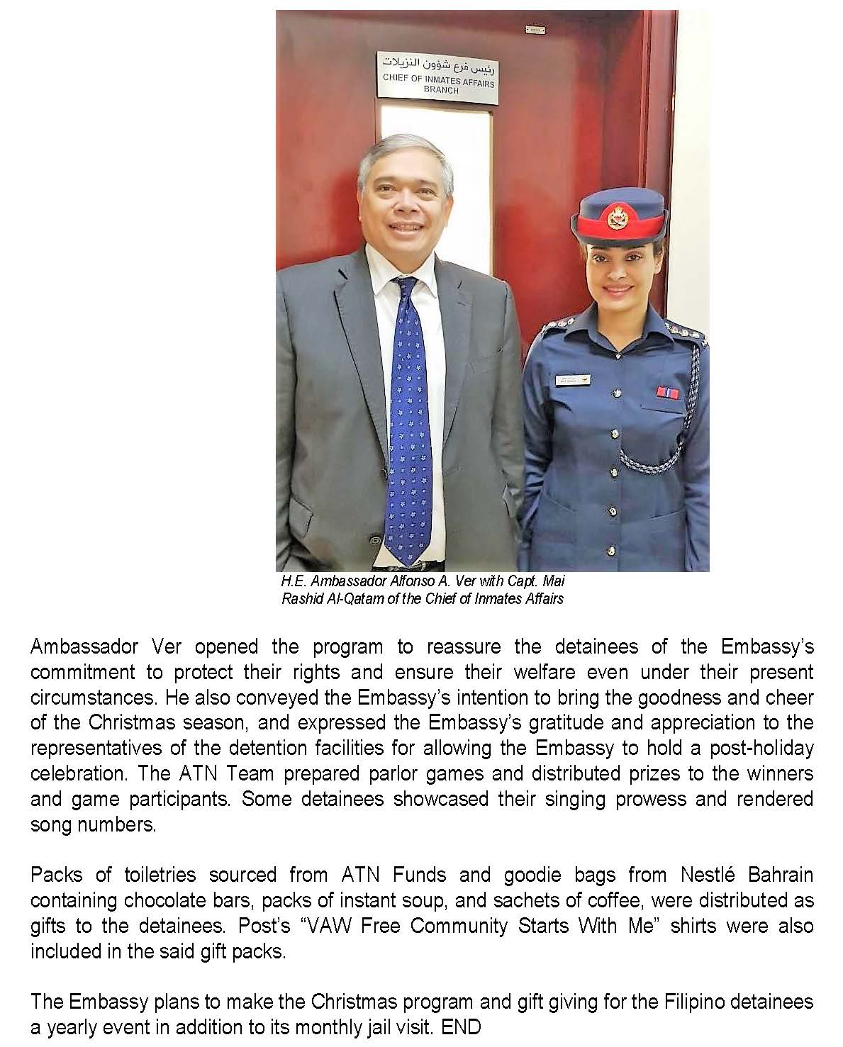 PR AAV 04 2019 PHILIPPINE EMBASSY HOLDS POST CHRISTMAS PROGRAM FOR FILIPINA DETAINEES AT BAHRAINS DETENTION FACILITIES Page 2