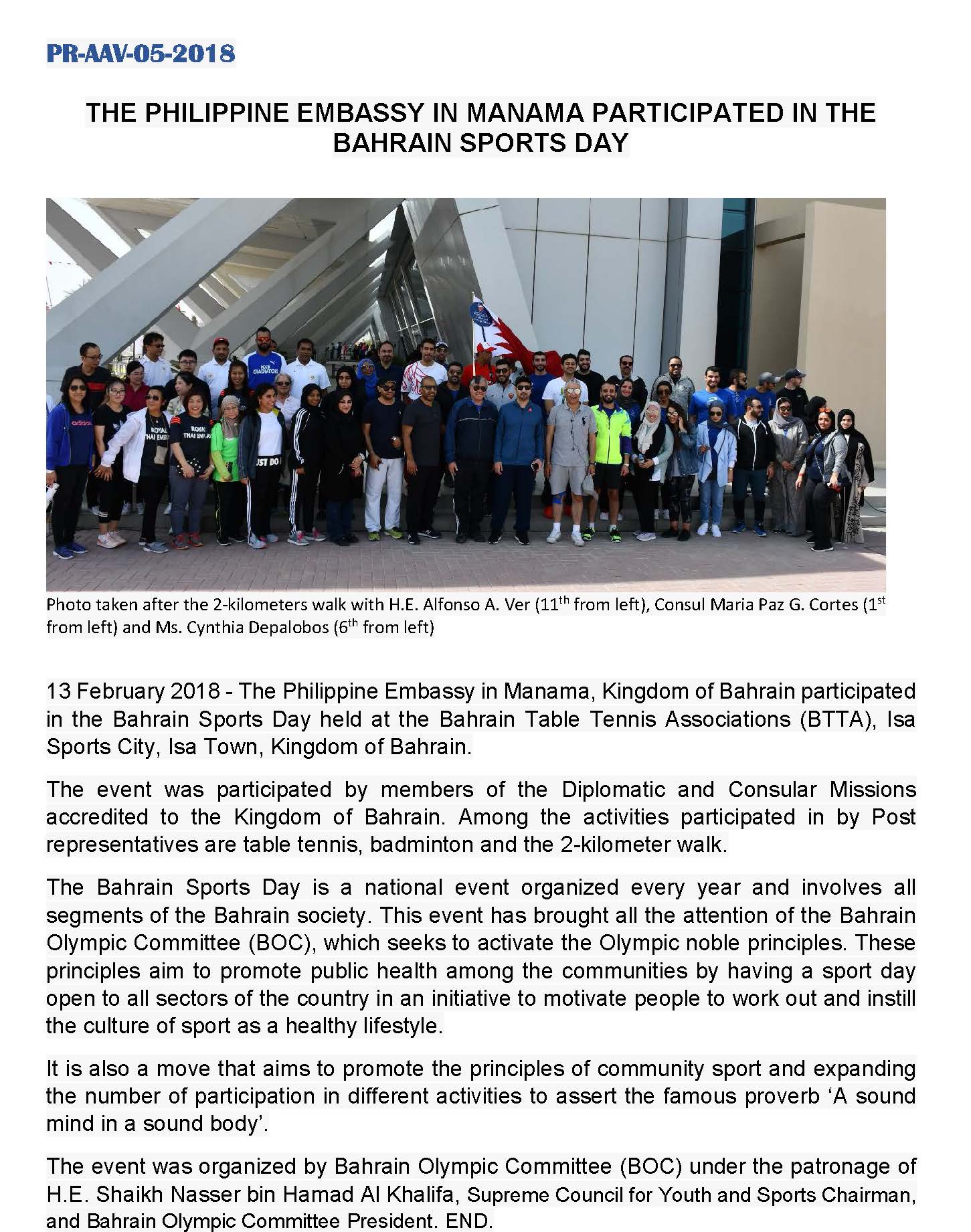 PR AAV 05 2018 Bahrain Sports Day Page 1