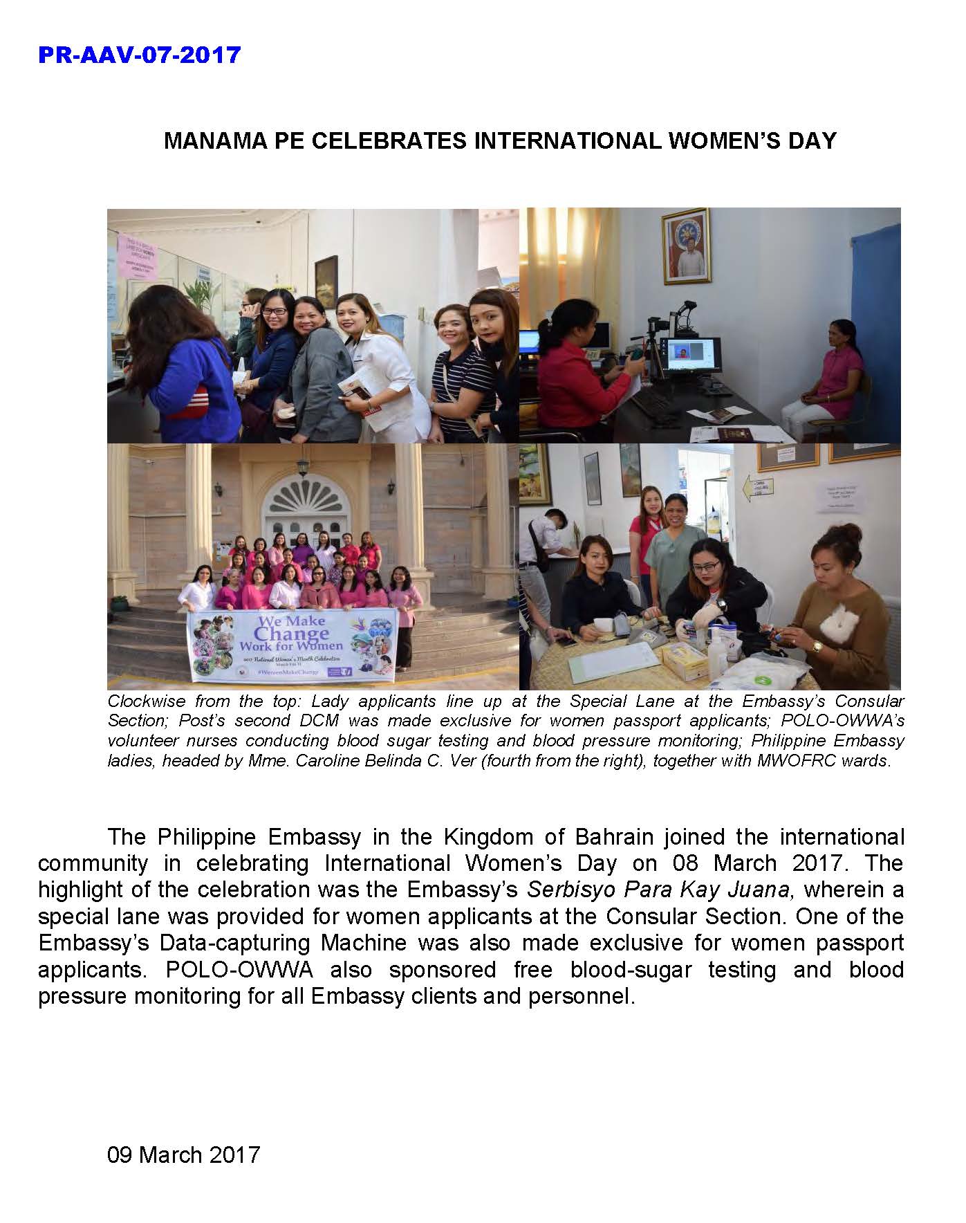 PR AAV 07 2017 International Womes Day