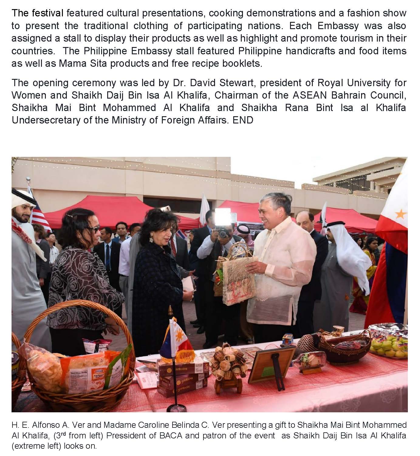 PR AAV 07 2019 PHILIPPINE EMBASSY IN MANAMA JOINS THE FIRST INTERNATIONAL CULTURAL FESTIVAL AT THE ROYAL UNIVERSITY FOR WOMEN Page 2
