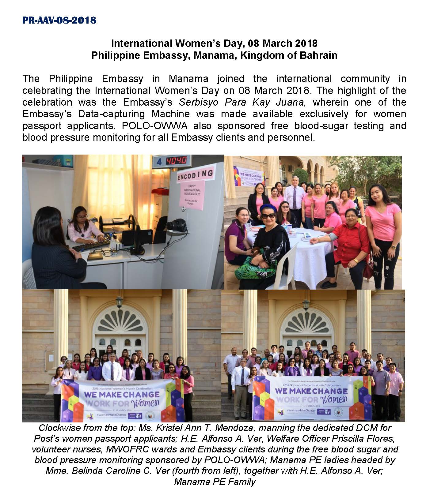 PR AAV 08 2018 International Womens Day Celebration Page 1