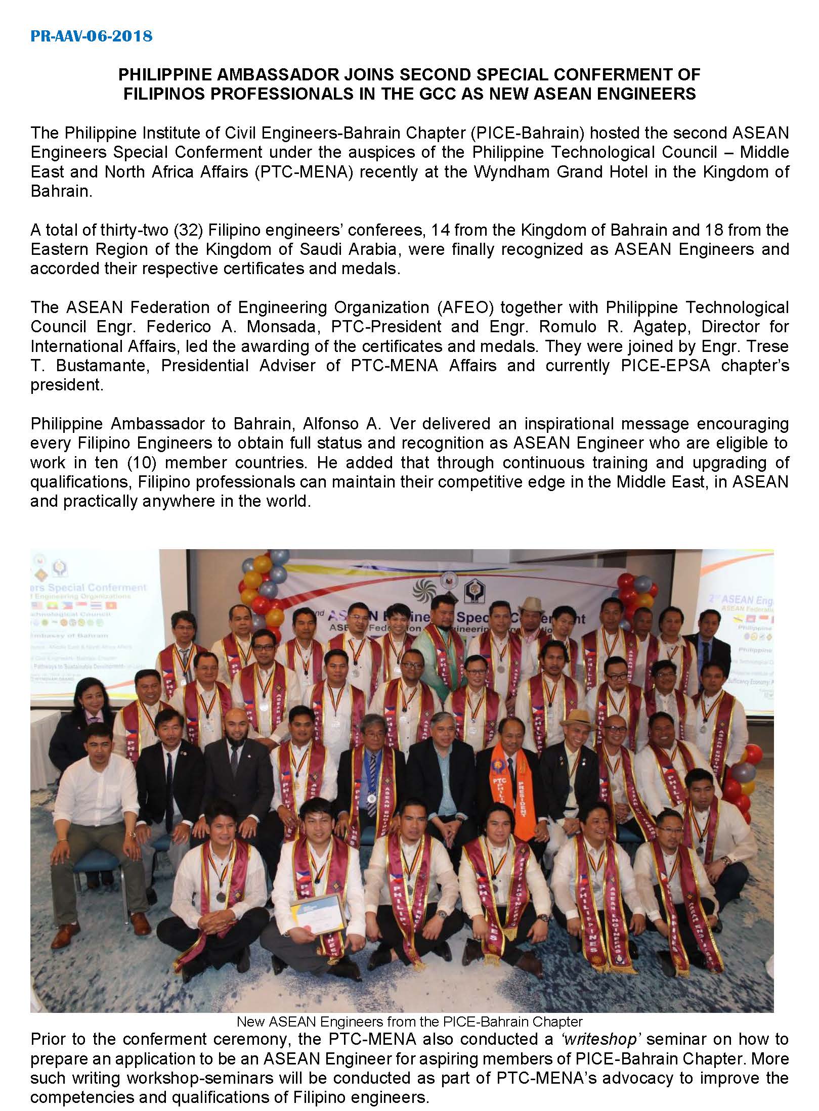 PR AAV 06 2018 Special Conferment for New ASEAN Engineers Page 1